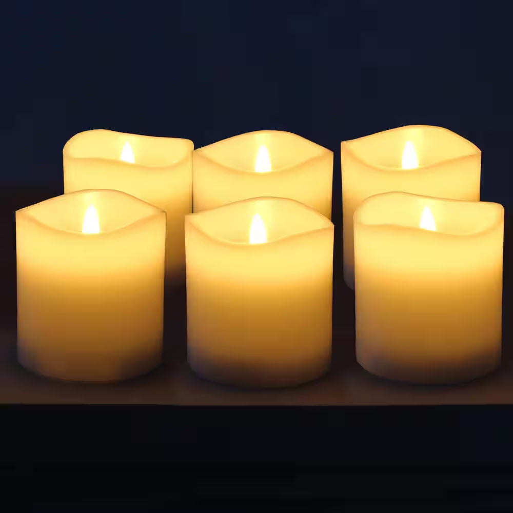 Ivory 3X3 Real Wax LED Candle Set (6 Pk)