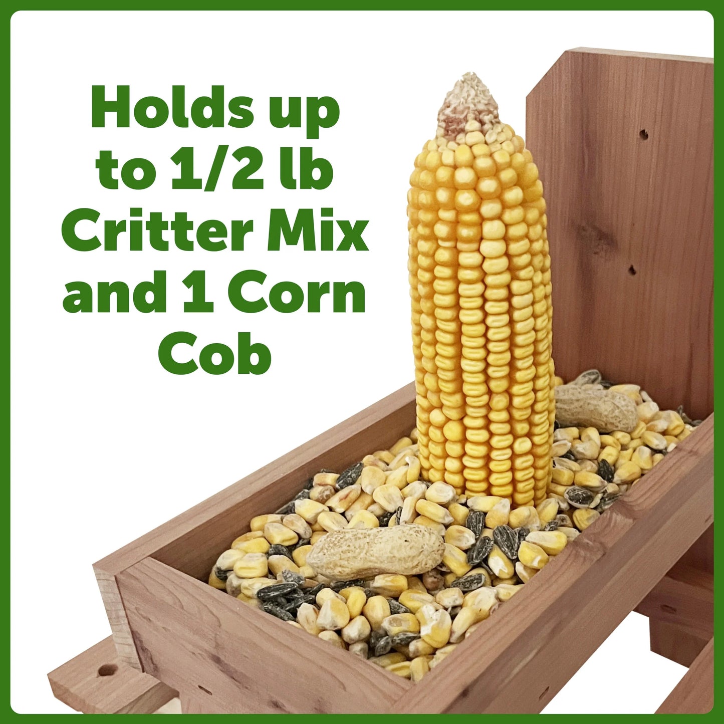 Red Cedar Picnic Table Squirrel Feeder, Holds Corn, Nuts and Seeds, 1 Table, 9"X10"X9"