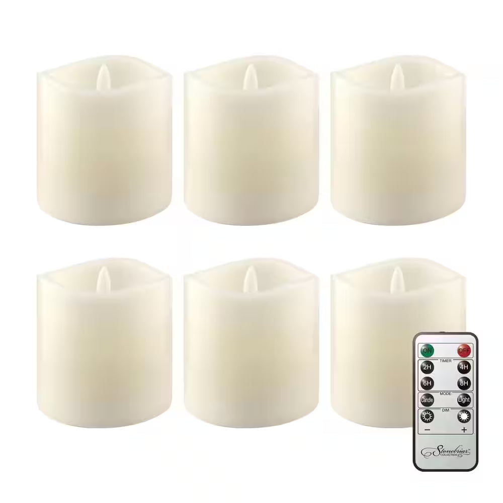 Ivory 3X3 Real Wax LED Candle Set (6 Pk)
