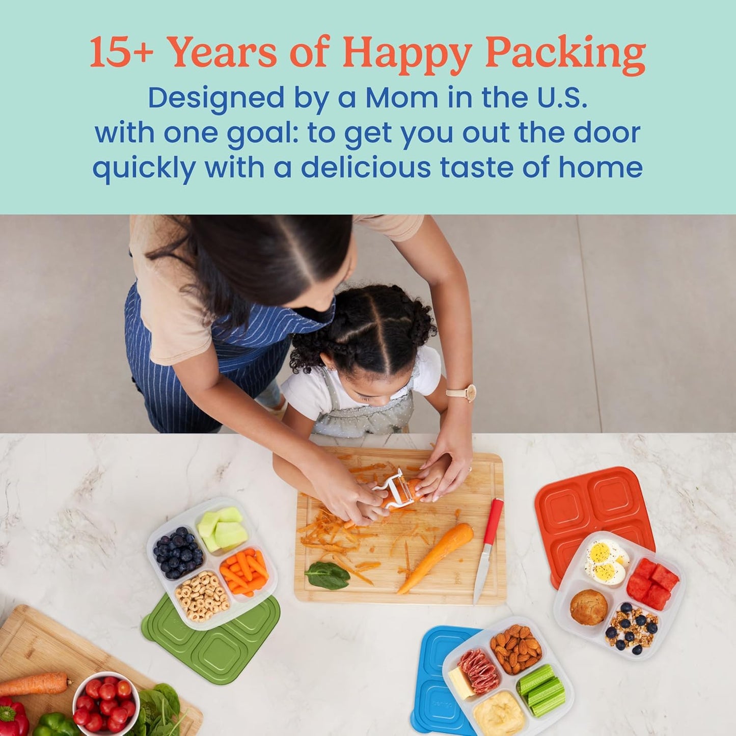 Easyboxes 4-Compartment Snack Containers - 8-Piece Set with 4 Trays & 4 Custom-Fit Lids to Seal in Freshness - Reusable Food Storage & Meal Prep Bento Bpa-Free Containers (Classic)