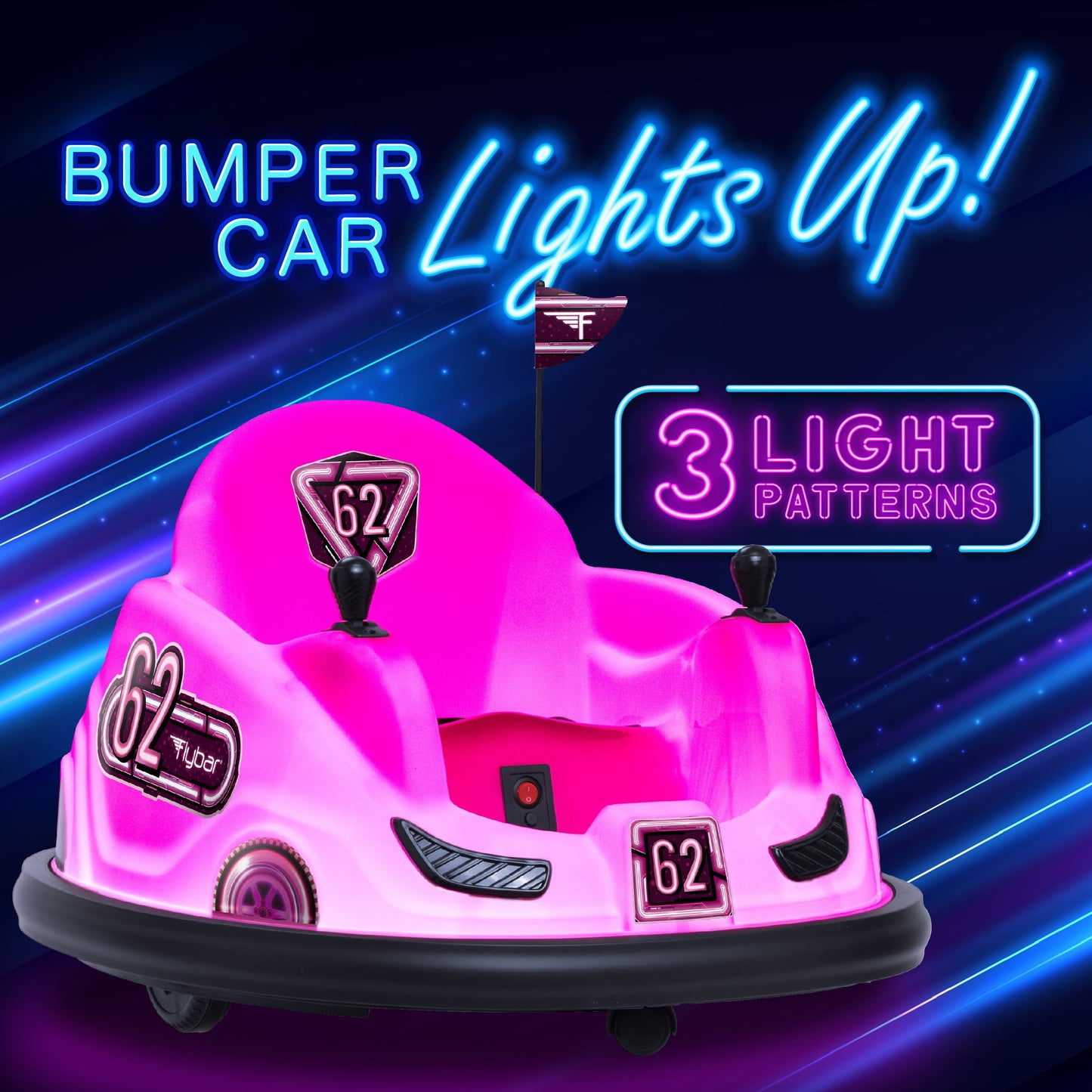 6V Pink Glow Bumper Car, Battery Powered Ride on for Children by , Ages 1.5+, 66Lbs, 1Mph