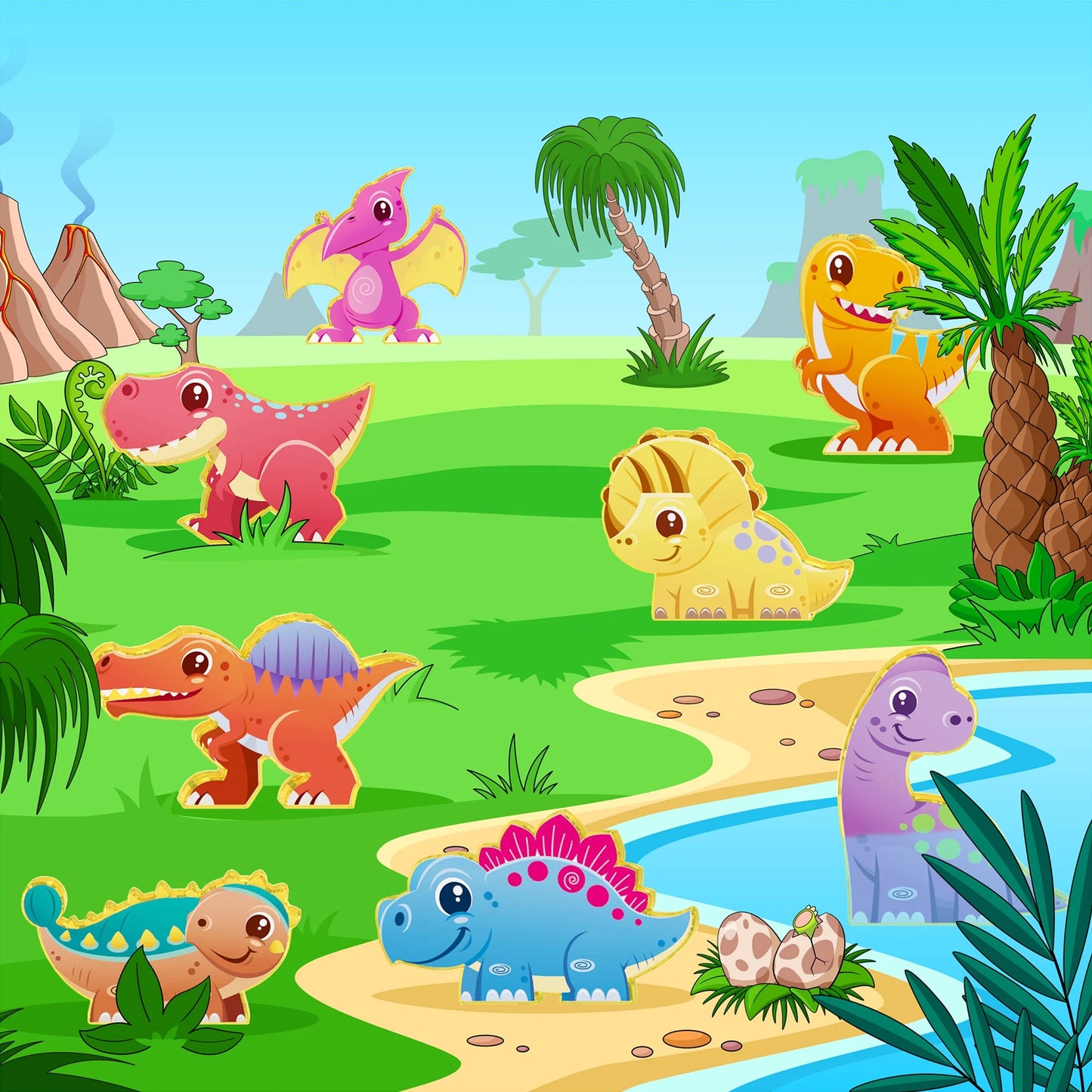 PICASSO-TILES Magnetic Tiles for Kids, Dinosaur Animal Theme Construction STEM Building Blocks Educational Toy, 8PCS
