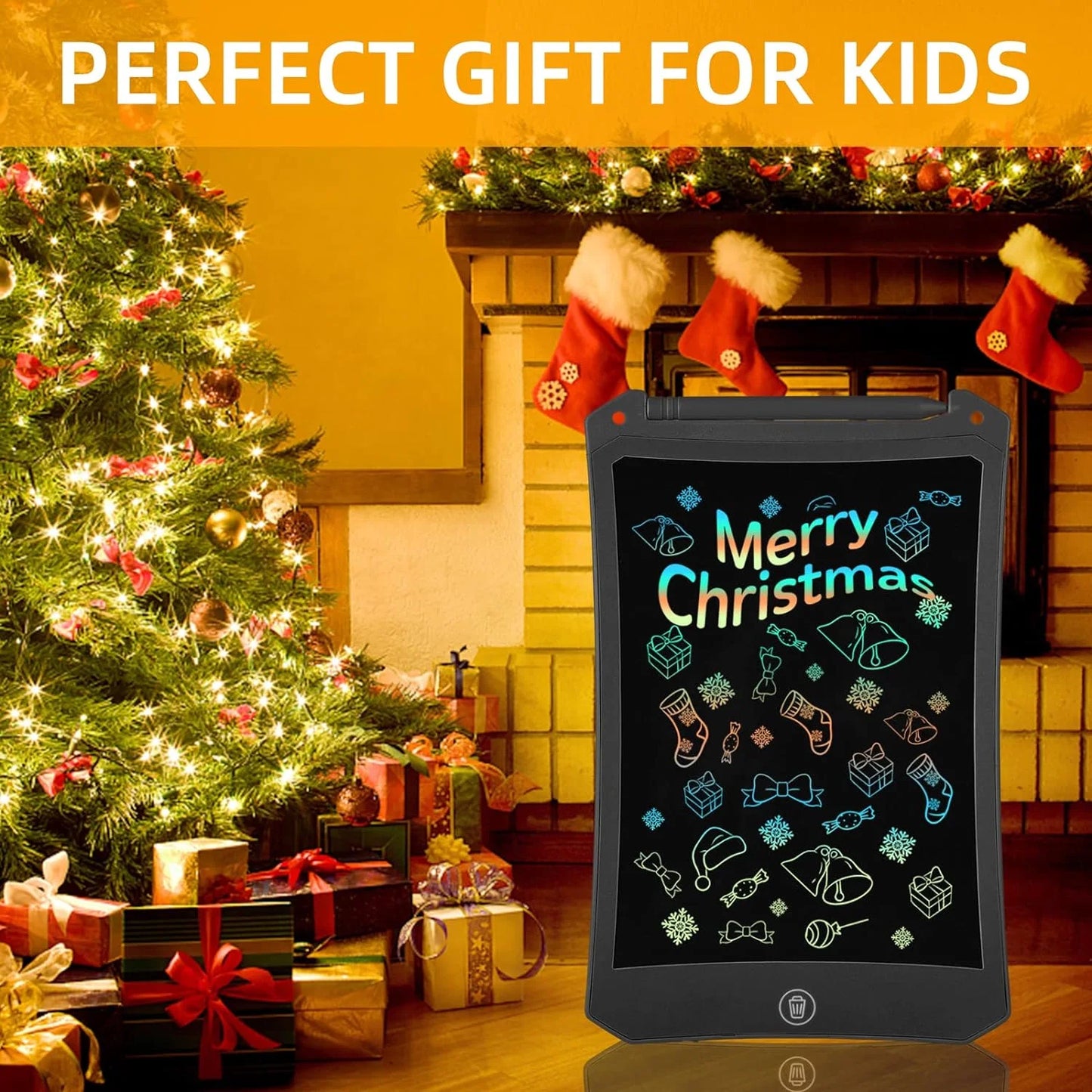 LCD Writing Tablet, 8.5 Inch Reusable Drawing Pad for Kids, Colourful Screen Drawing Tablet Doodle Board W/ Stylus Pen, Toy for 3 4 5 6 7 8 Years Old Kids, Gifts for Kids and Adults, Black