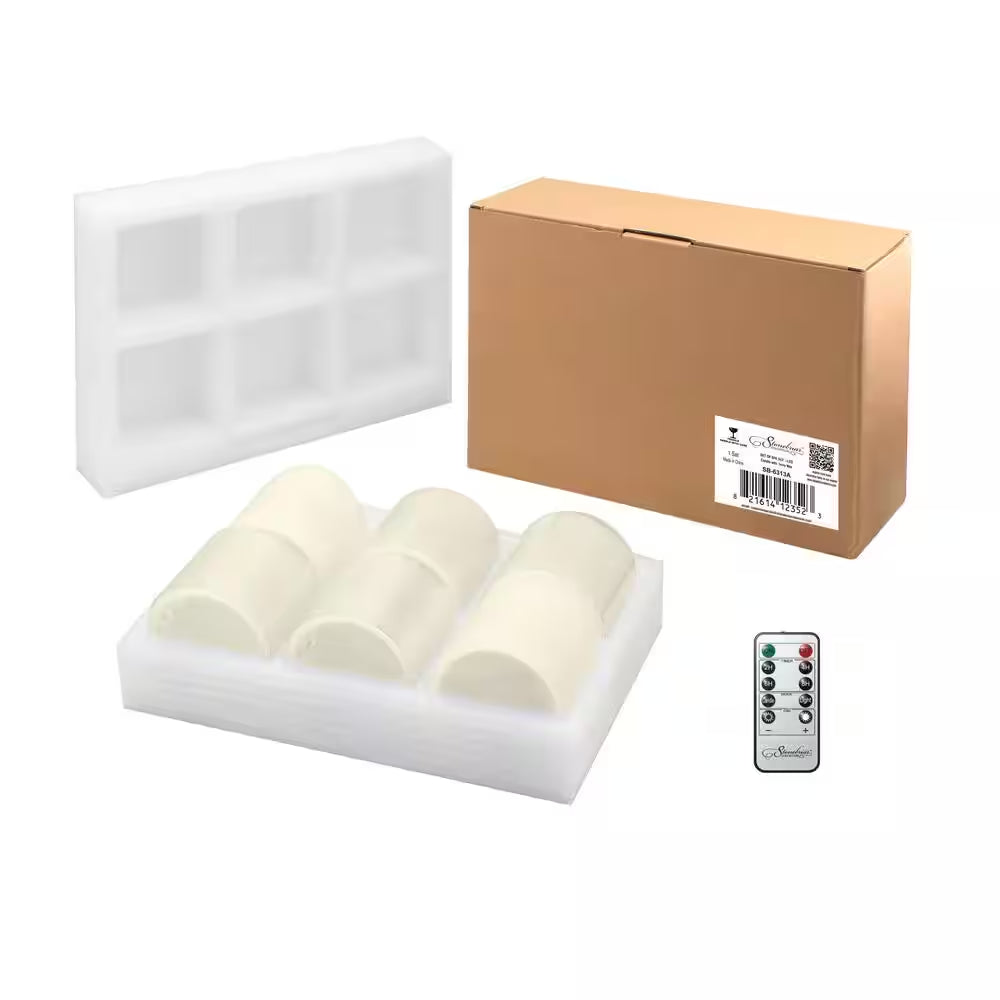 Ivory 3X3 Real Wax LED Candle Set (6 Pk)