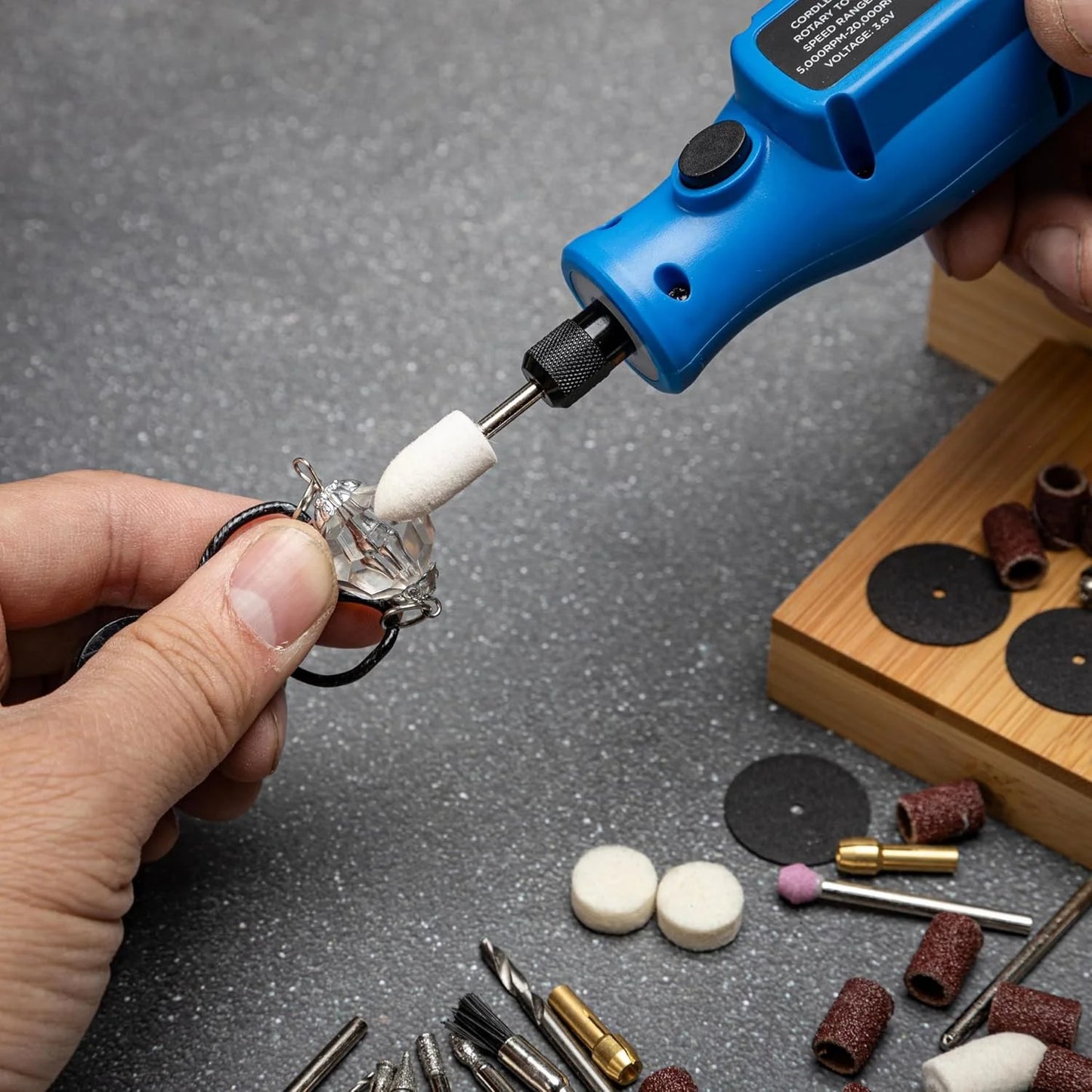 10581A Cordless Rotary Tool Kit, 46 Piece 3.6V Electric Engraving Pen, 1/8" Collet Rechargeable Mini Grinder, Handheld Mini Sander, 44Pc Power Rotary Tools Accessory Kit, Quick Change
