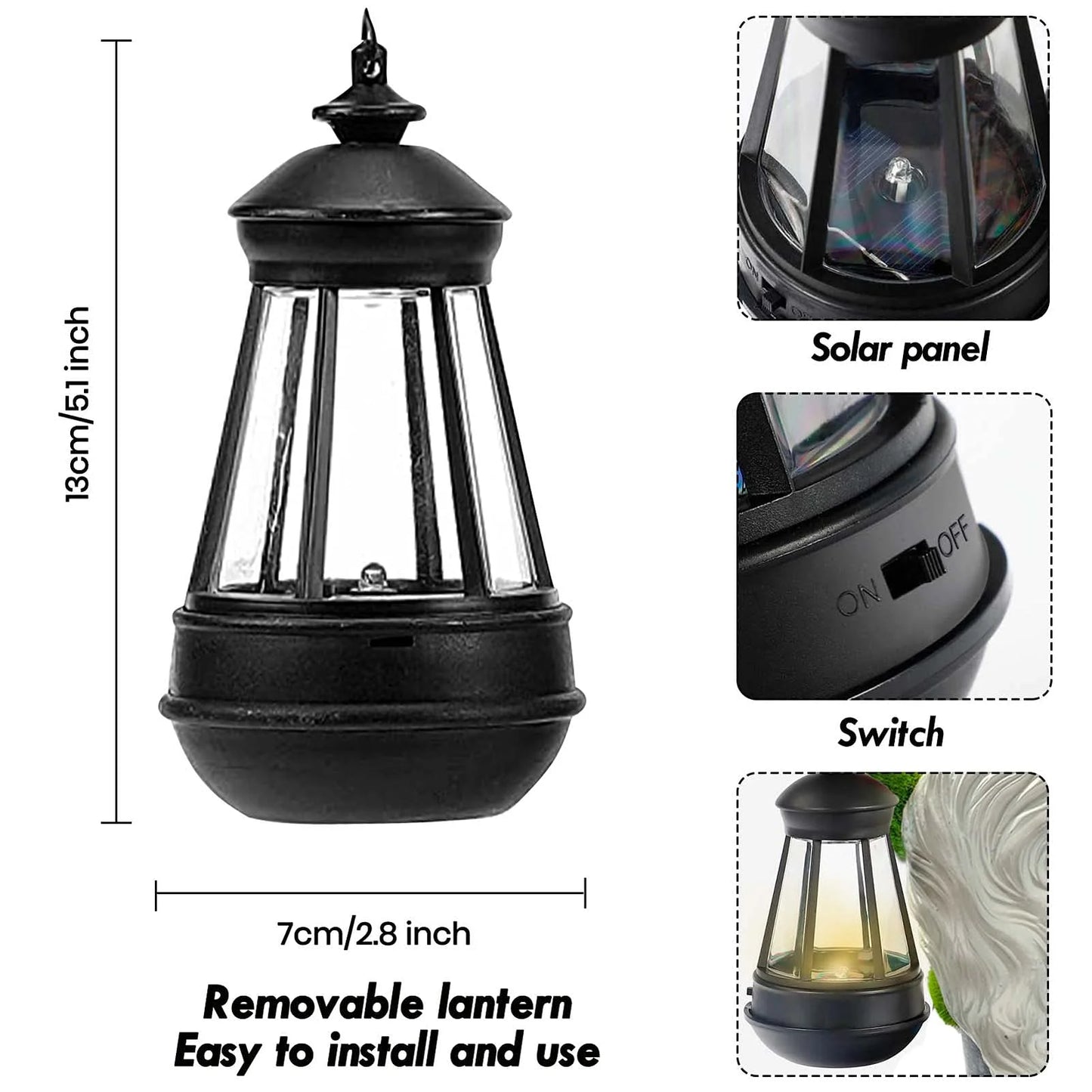 Garden Gnome Statues 14 Inch Flocked Resin Gnome Figurine with Solar Lantern Welcome Sign for Garden Yard Lawn Decorations, Gifts for Housewarming/ Birthday