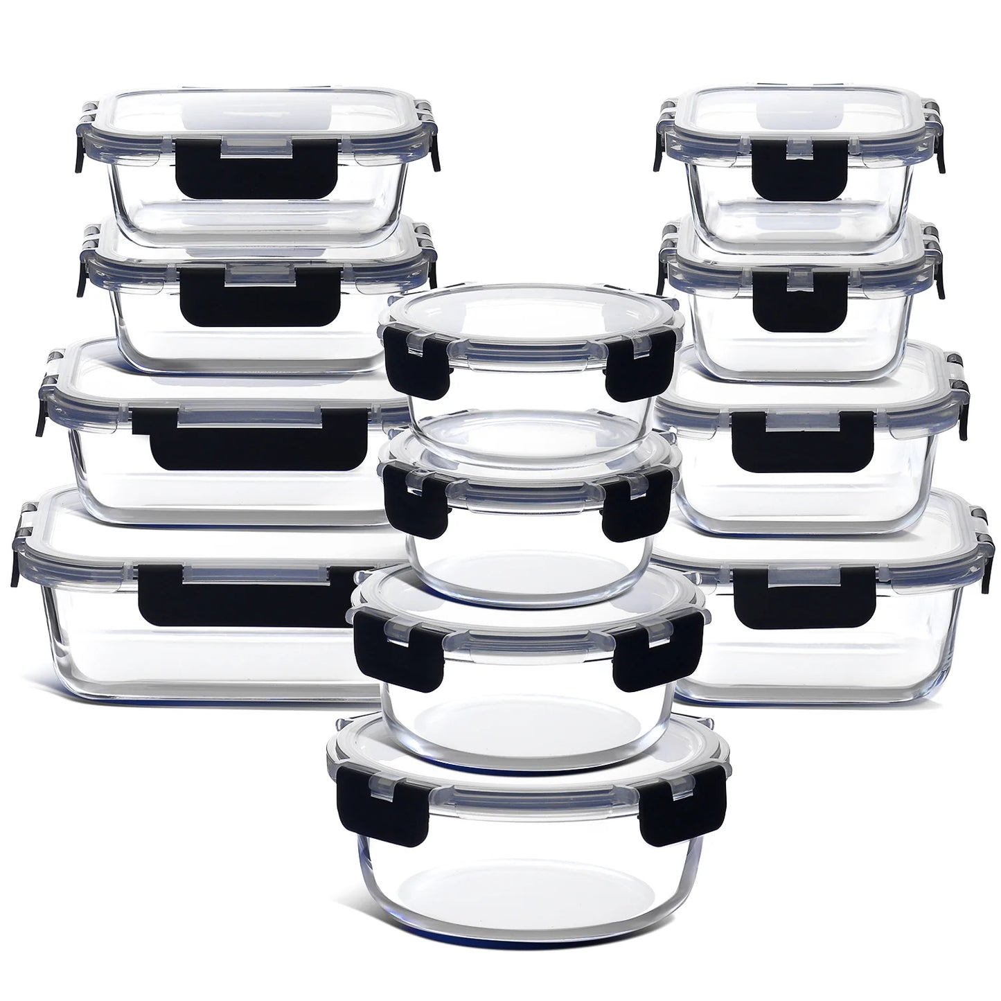 24Pc Glass Food Storage Containers with Lids, Airtight Glass Meal Prep Containers, Oven, Microwave & Freezer Safe Glass Storage Containers