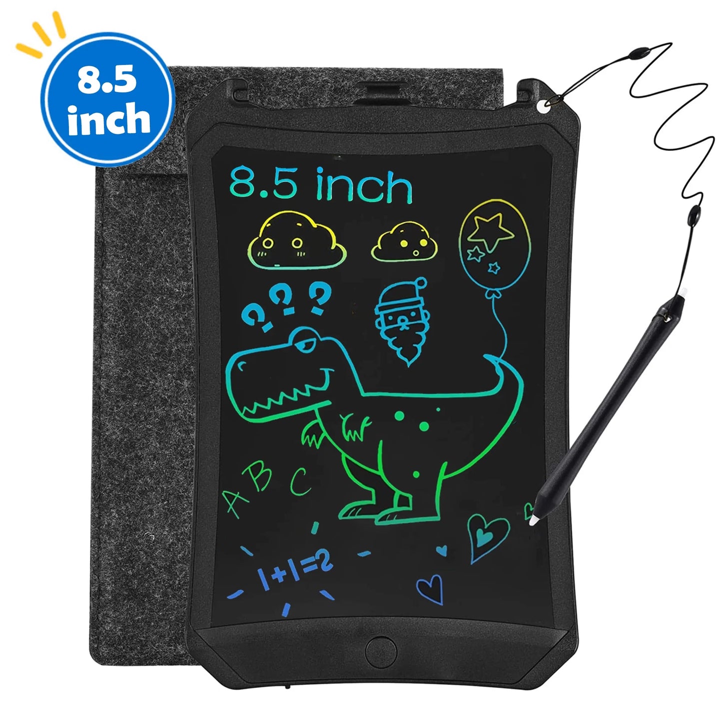 LCD Writing Tablet, 8.5 Inch Reusable Drawing Pad for Kids, Colourful Screen Drawing Tablet Doodle Board W/ Stylus Pen, Toy for 3 4 5 6 7 8 Years Old Kids, Gifts for Kids and Adults, Black