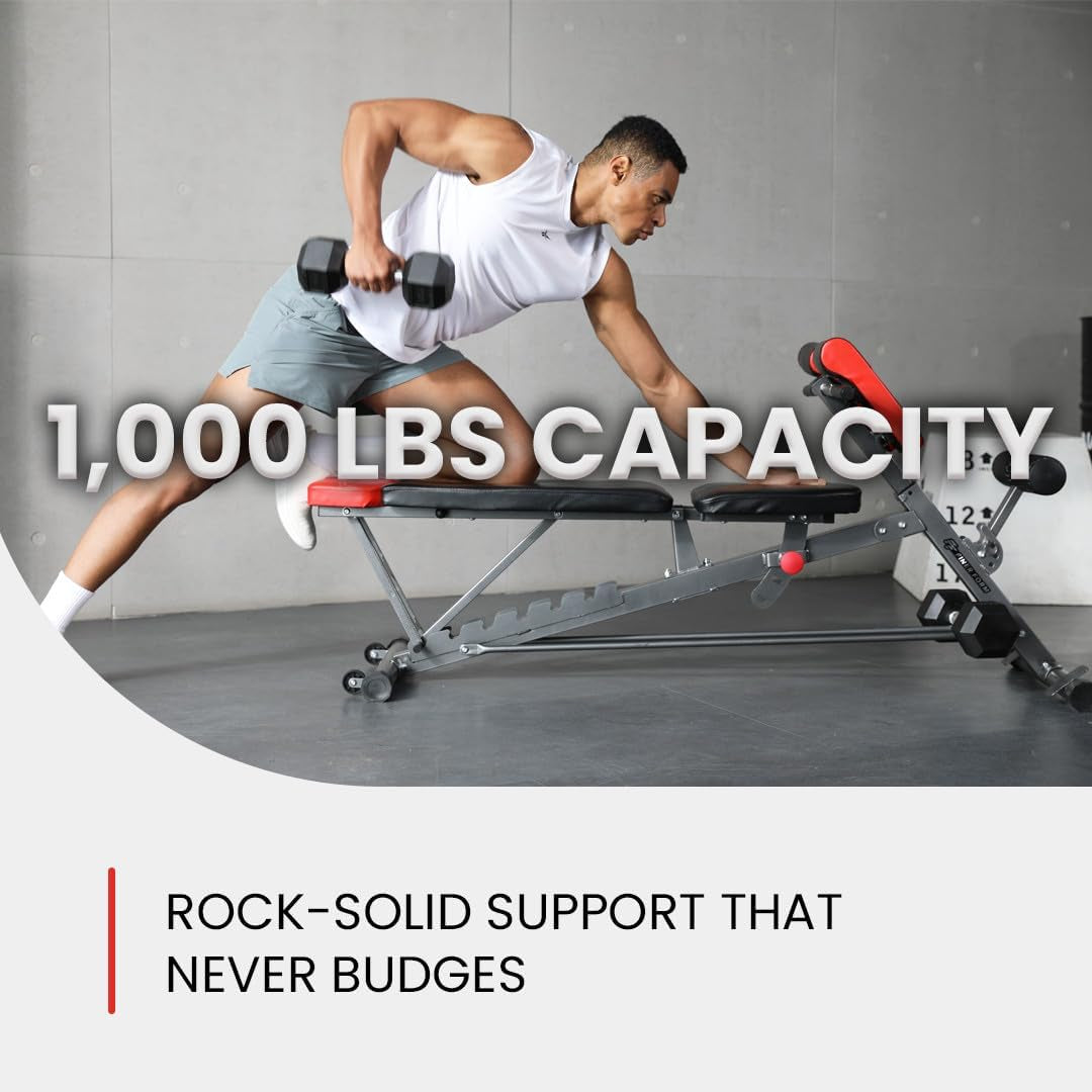 Multi-Functional FID Weight Bench for Full All-In-One Body Workout โ Hyper Back Extension, Roman Chair, Adjustable Ab Sit up Bench, Incline Decline Bench, Flat Bench