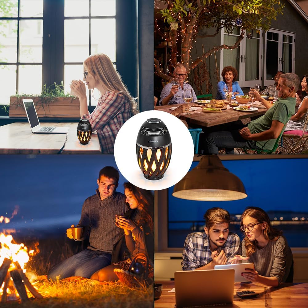 Led Flame Speakers, Flame Torch Atmosphere Speaker Bluetooth 4.2 Wireless Portable Outdoor HD Audio Waterproof Speaker