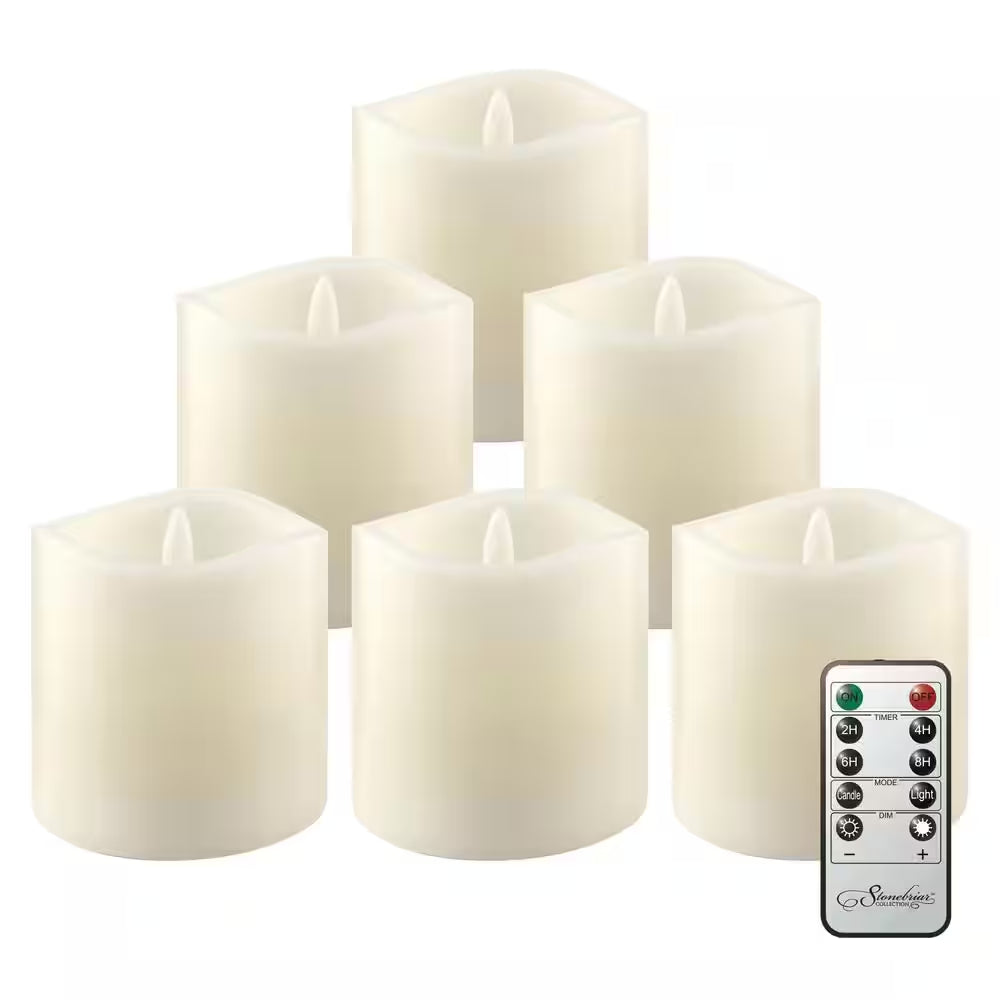 Ivory 3X3 Real Wax LED Candle Set (6 Pk)