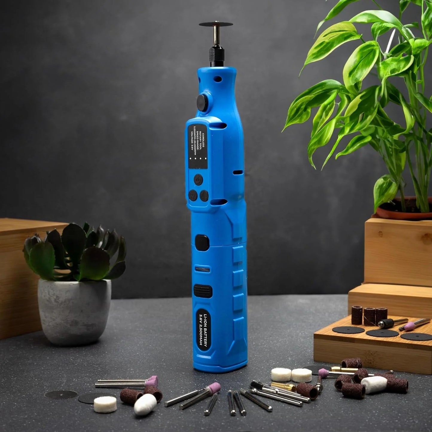10581A Cordless Rotary Tool Kit, 46 Piece 3.6V Electric Engraving Pen, 1/8" Collet Rechargeable Mini Grinder, Handheld Mini Sander, 44Pc Power Rotary Tools Accessory Kit, Quick Change