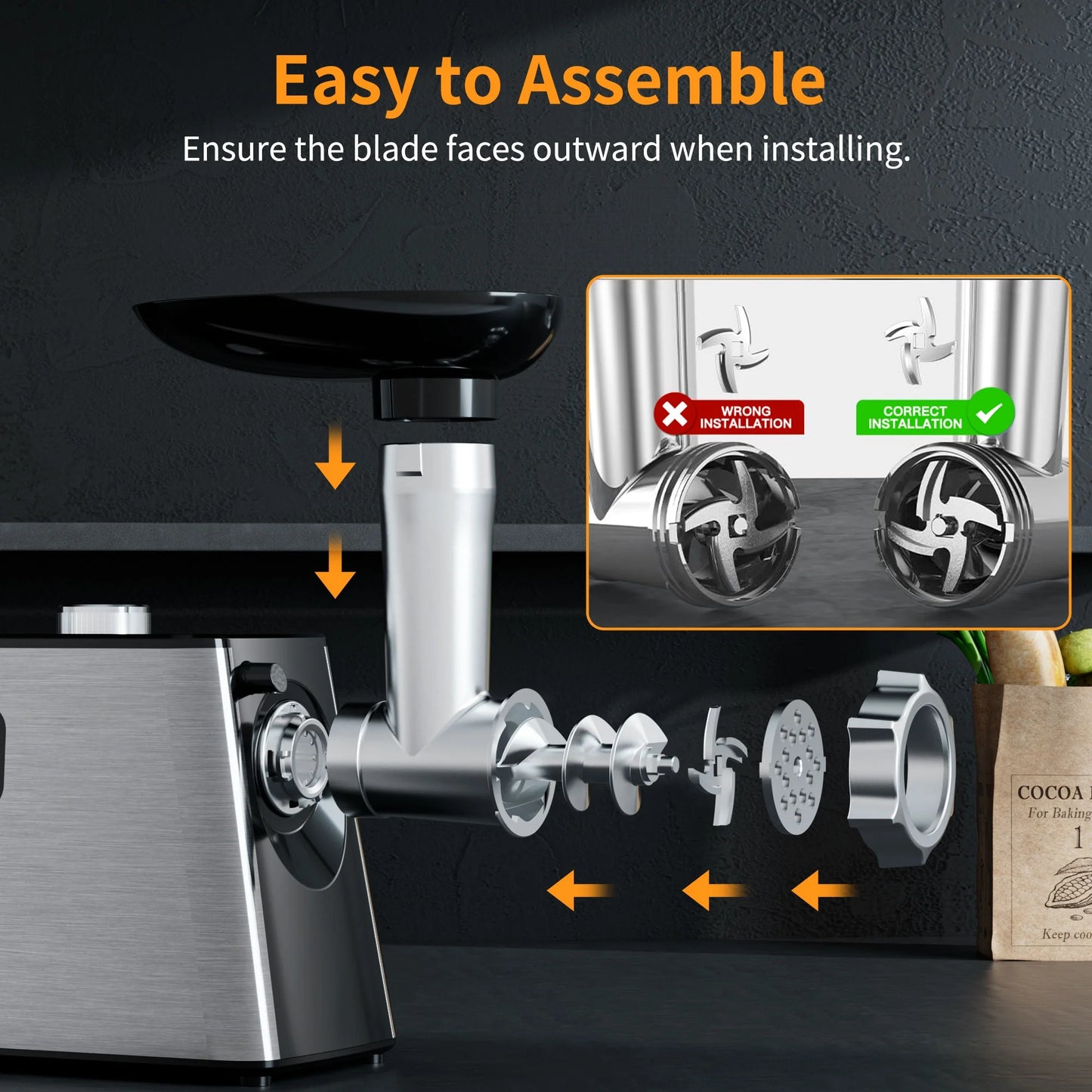 2800W Heavy Duty Electric Meat Grinder with Sausage Stuffer & Kubbe Kit, Stainless Steel Minced Meat Machine with Blade & 3 Grinding Plates, Sausage Maker for Home Kitchen Use