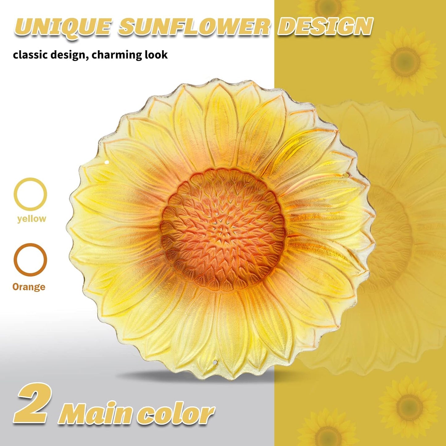 Sunflower 11-Inch Hanging Glass Bird Bath & Feeder for Garden Decoration (Hummingbird)