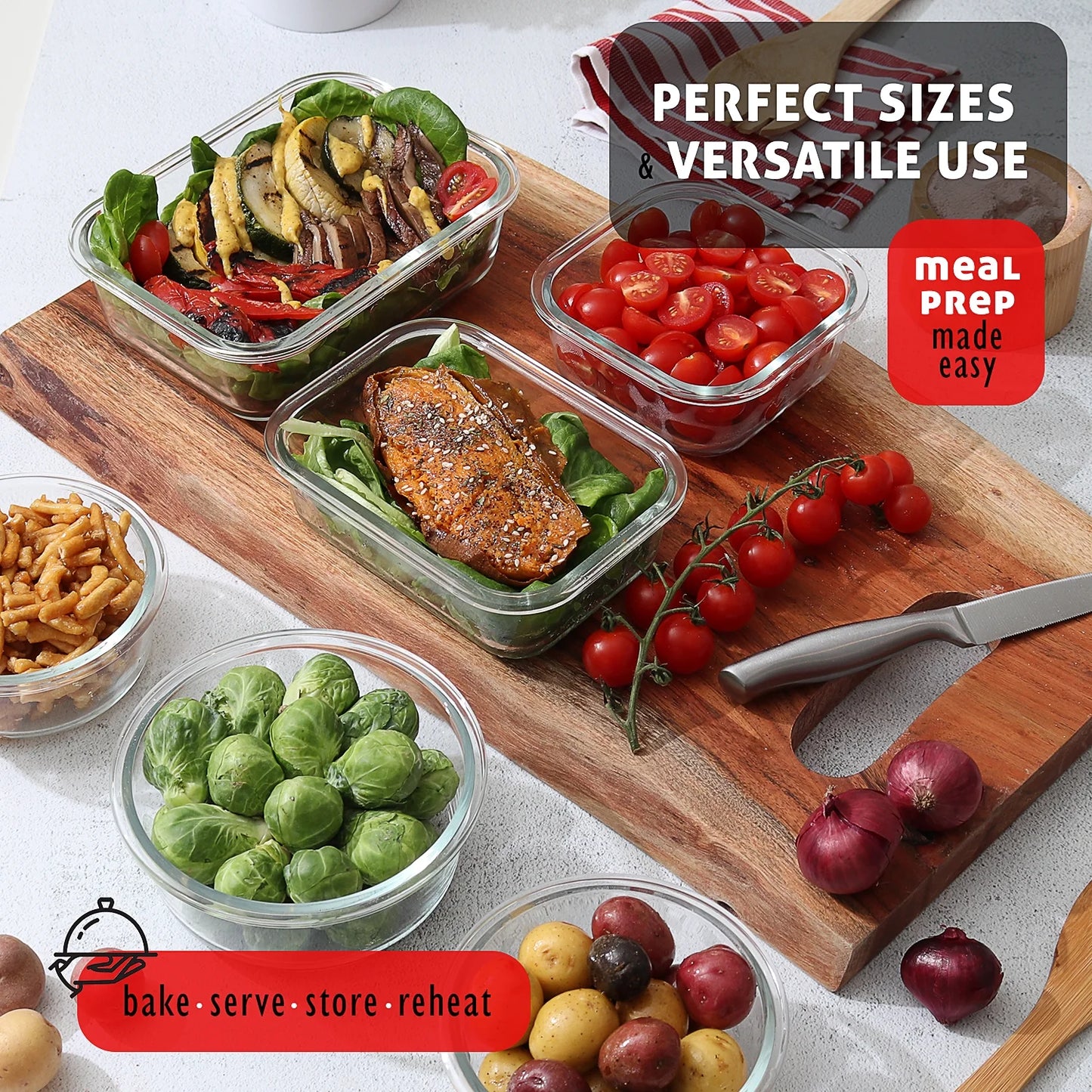 24Pc Glass Food Storage Containers with Lids, Airtight Glass Meal Prep Containers, Oven, Microwave & Freezer Safe Glass Storage Containers