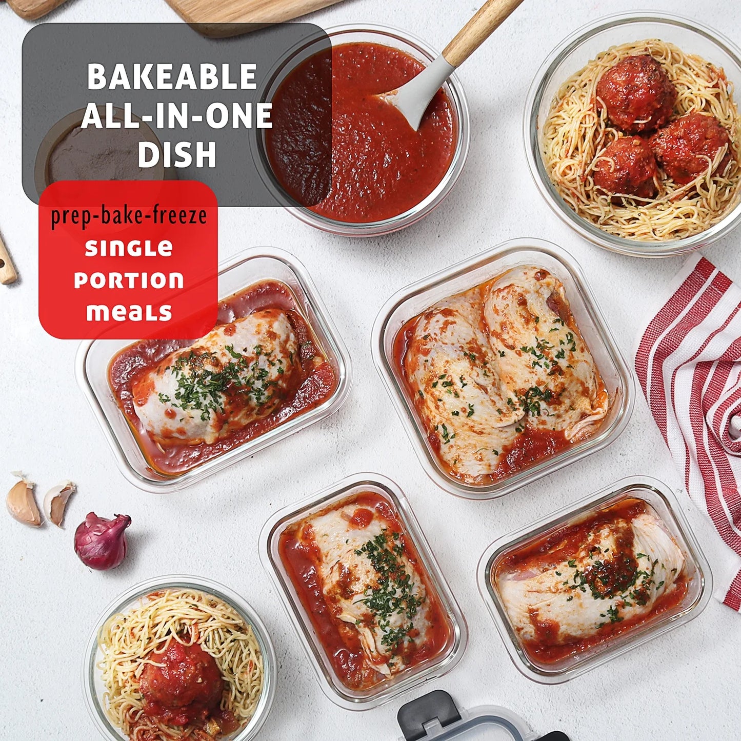 24Pc Glass Food Storage Containers with Lids, Airtight Glass Meal Prep Containers, Oven, Microwave & Freezer Safe Glass Storage Containers