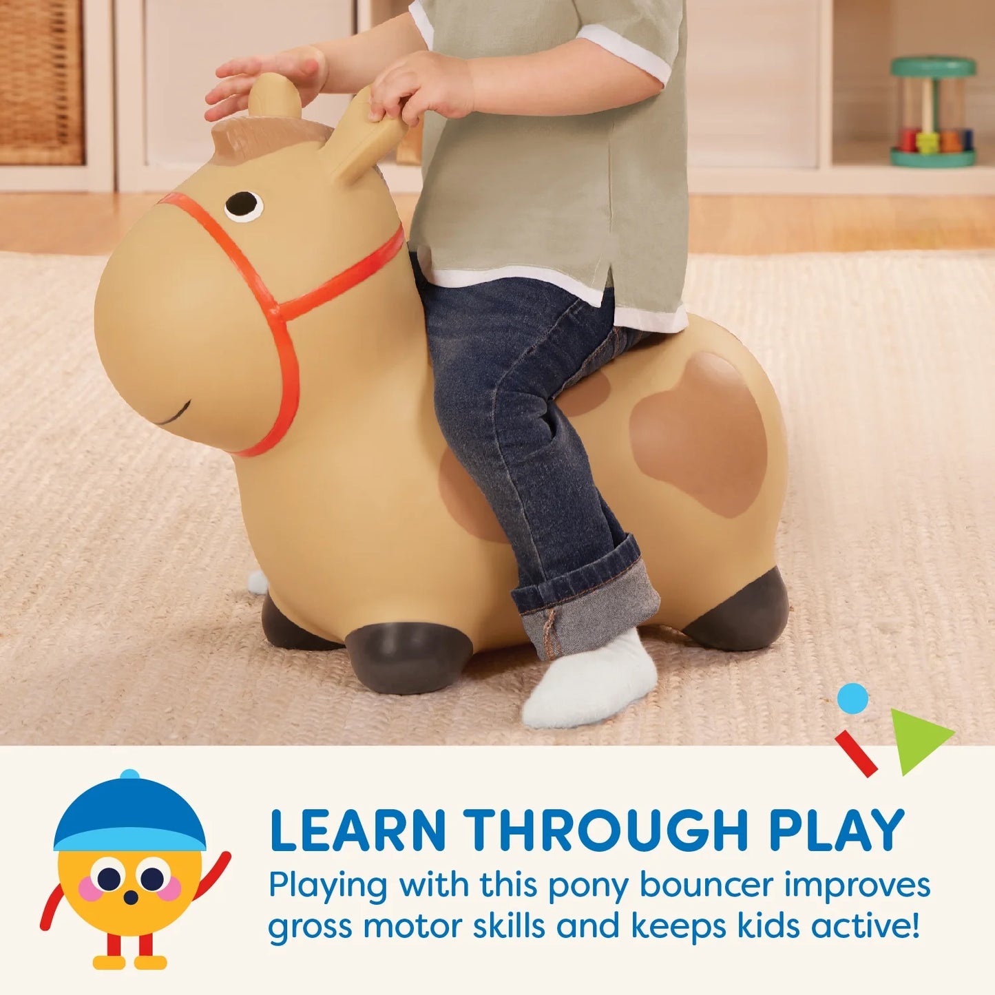 Hoppinā Pony Inflatable Bouncy Animal Ride-On, Toddler and Preschool Toys