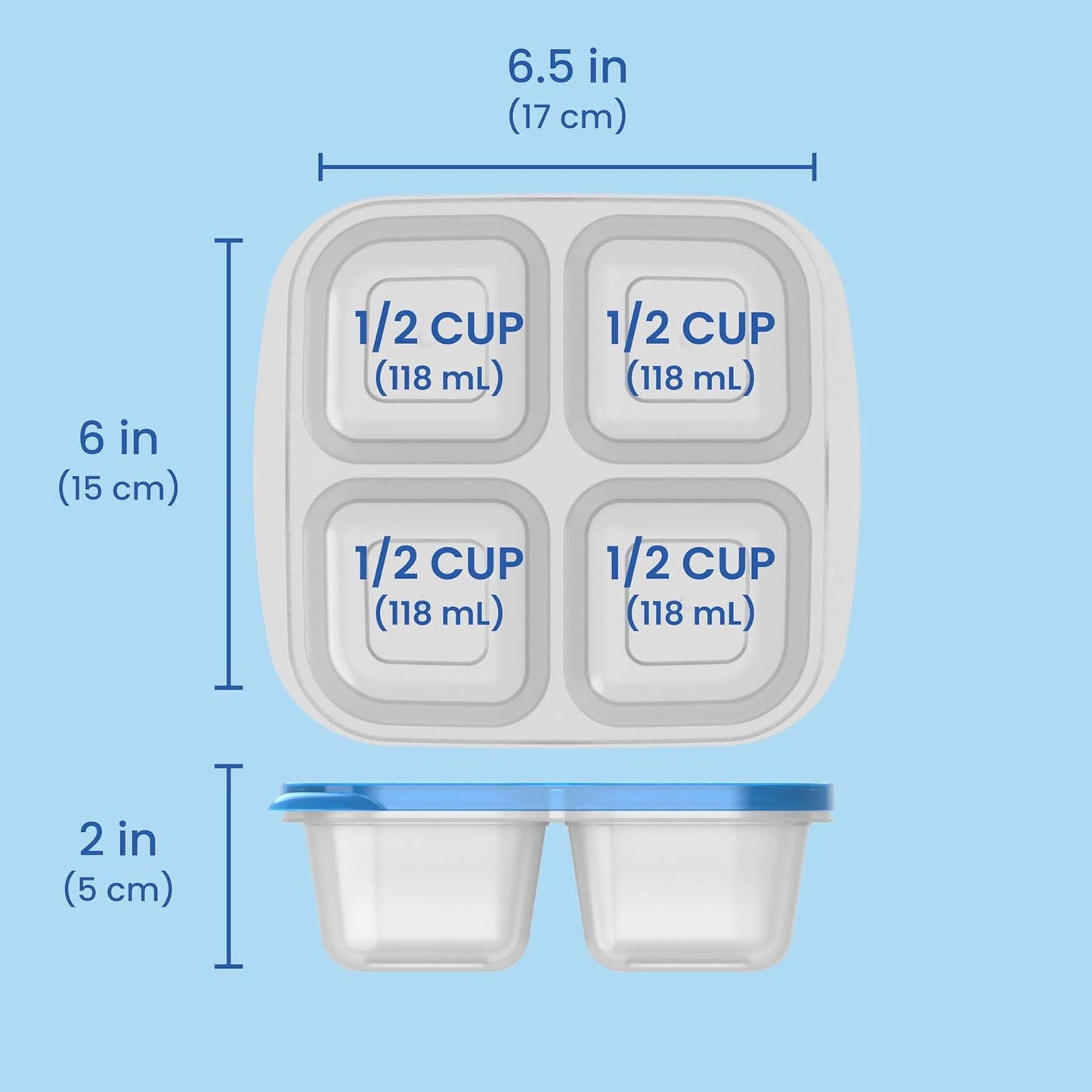 Easyboxes 4-Compartment Snack Containers - 8-Piece Set with 4 Trays & 4 Custom-Fit Lids to Seal in Freshness - Reusable Food Storage & Meal Prep Bento Bpa-Free Containers (Classic)