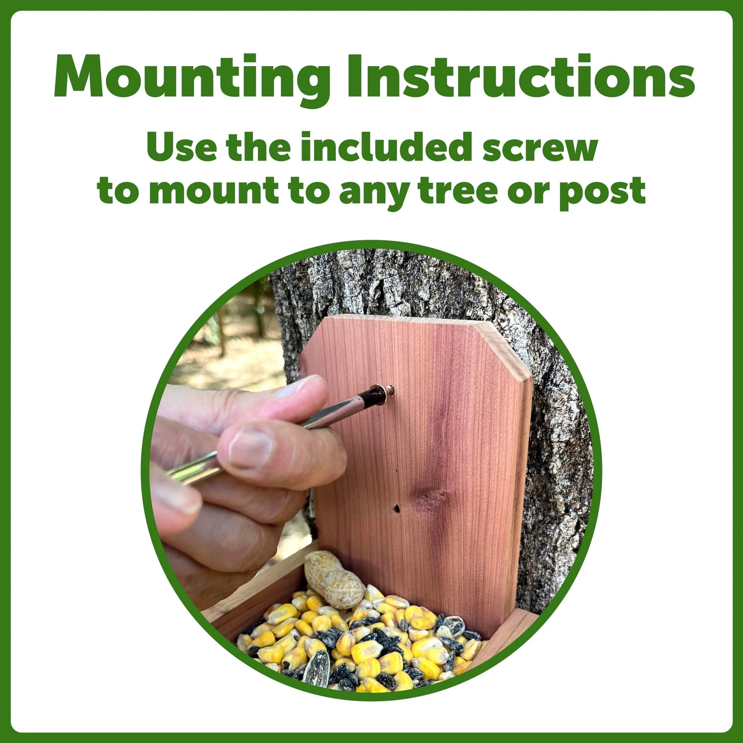 Red Cedar Picnic Table Squirrel Feeder, Holds Corn, Nuts and Seeds, 1 Table, 9"X10"X9"