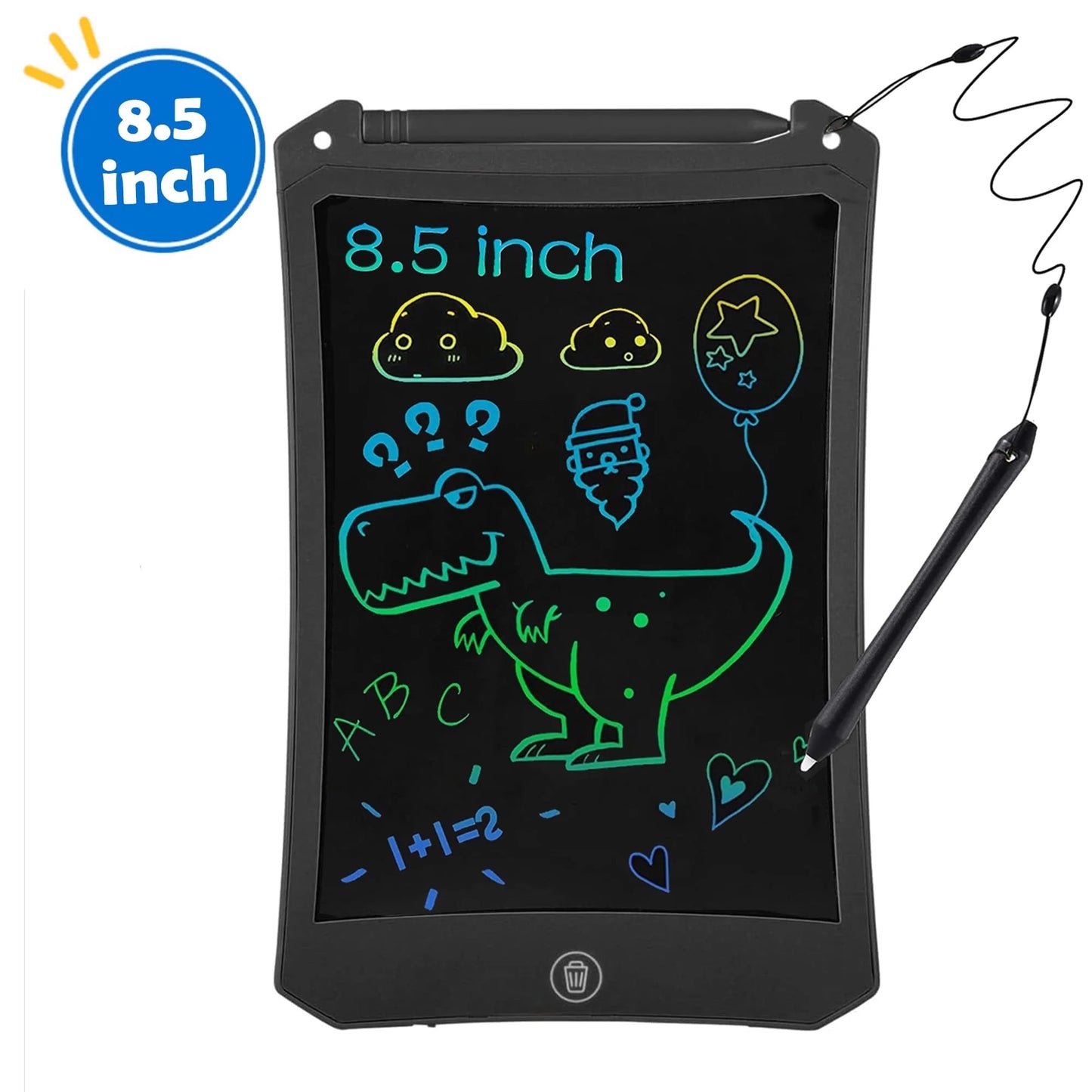 LCD Writing Tablet, 8.5 Inch Reusable Drawing Pad for Kids, Colourful Screen Drawing Tablet Doodle Board W/ Stylus Pen, Toy for 3 4 5 6 7 8 Years Old Kids, Gifts for Kids and Adults, Black