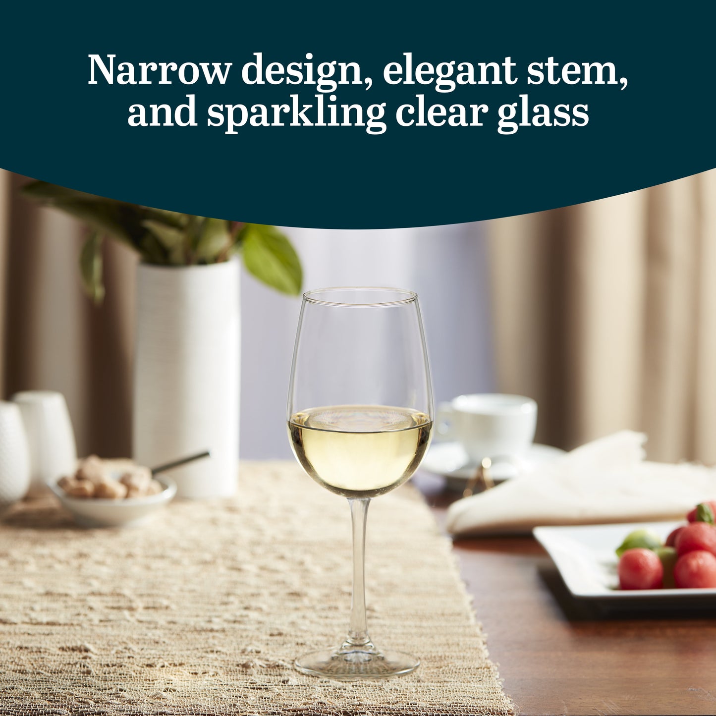Vina White Wine Glasses Set of 6, 18.25 Oz Elegant, Fancy Glasses Drinking Set, Stemmed Wine Glasses for Weddings, Birthdays, Parties and More