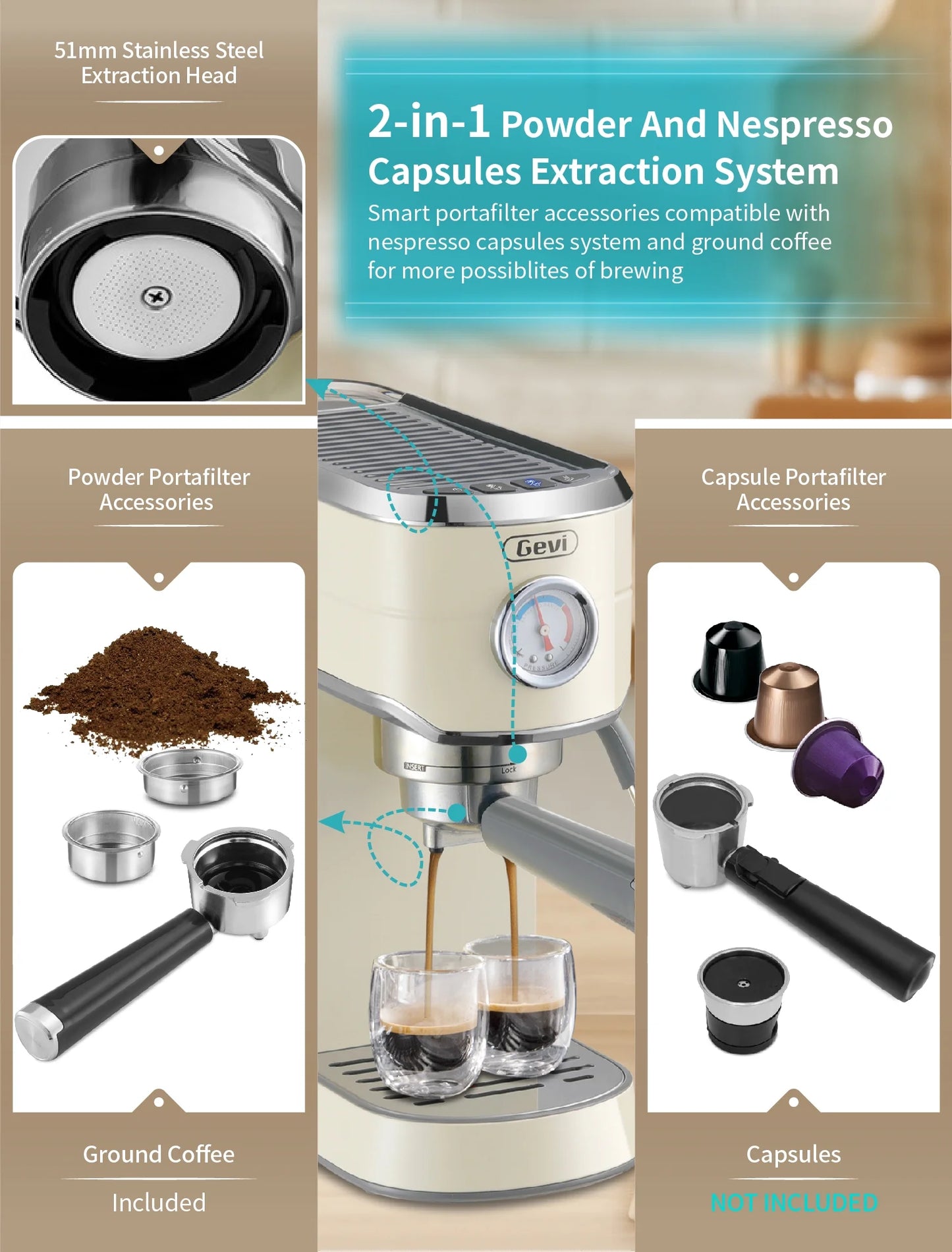 Espresso Machine 20 Bar with Grinder, Professional Espresso Maker with 35 Precise Grind Settings Burr Coffee Grinders Combos, Super-Automatic Espresso Machines, Gift for Coffee Lover