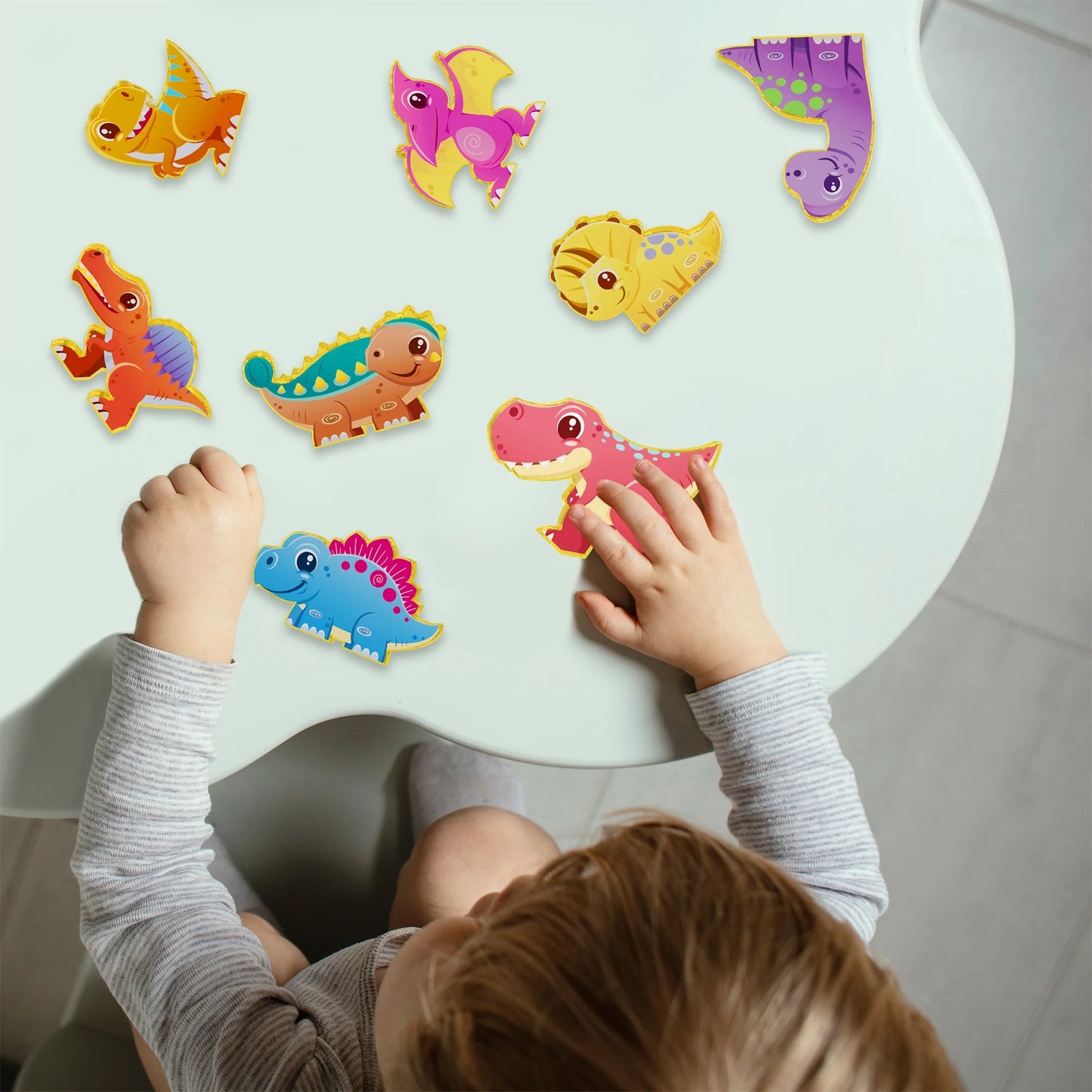 PICASSO-TILES Magnetic Tiles for Kids, Dinosaur Animal Theme Construction STEM Building Blocks Educational Toy, 8PCS