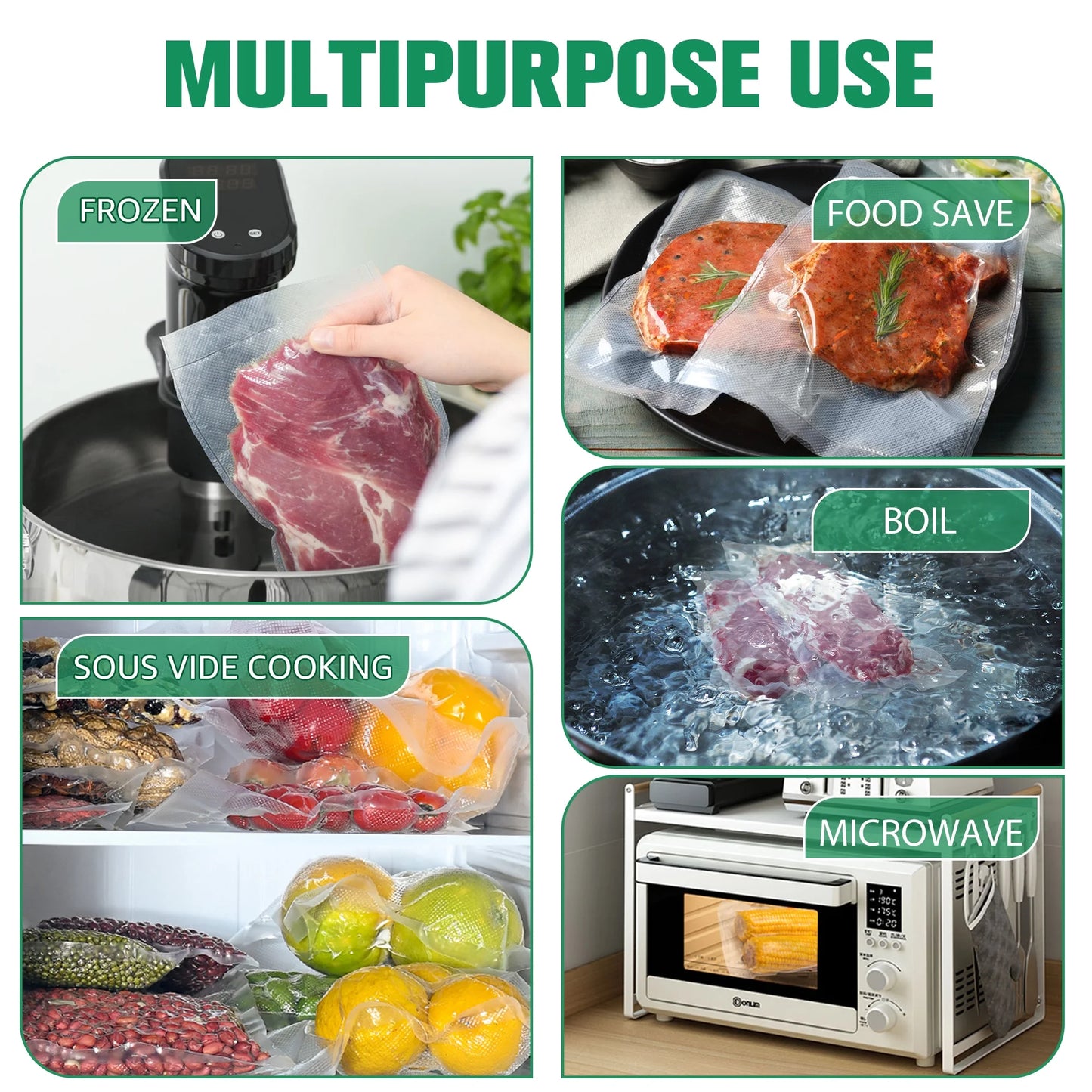 Vacuum Sealer Bags for Food Saver,11"X 16' 3 Rolls,Food Saver Bags,Vacuum Seal Bags for Food, Food Saver Bags for Sealer