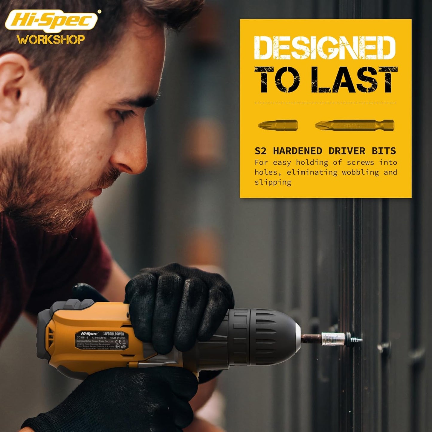 58Pc 18V Electric Cordless Power Drill Driver. Includes Rechargeable Battery, Power Screwdriver Bits, Wood, Metal, and Masonry Drill Bit Set Accessories. in a Compact Case