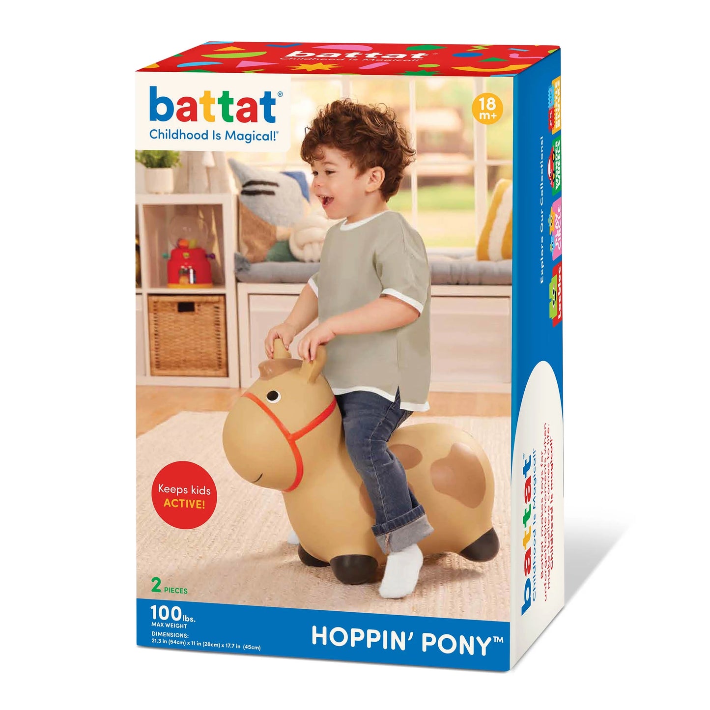 Hoppinā Pony Inflatable Bouncy Animal Ride-On, Toddler and Preschool Toys