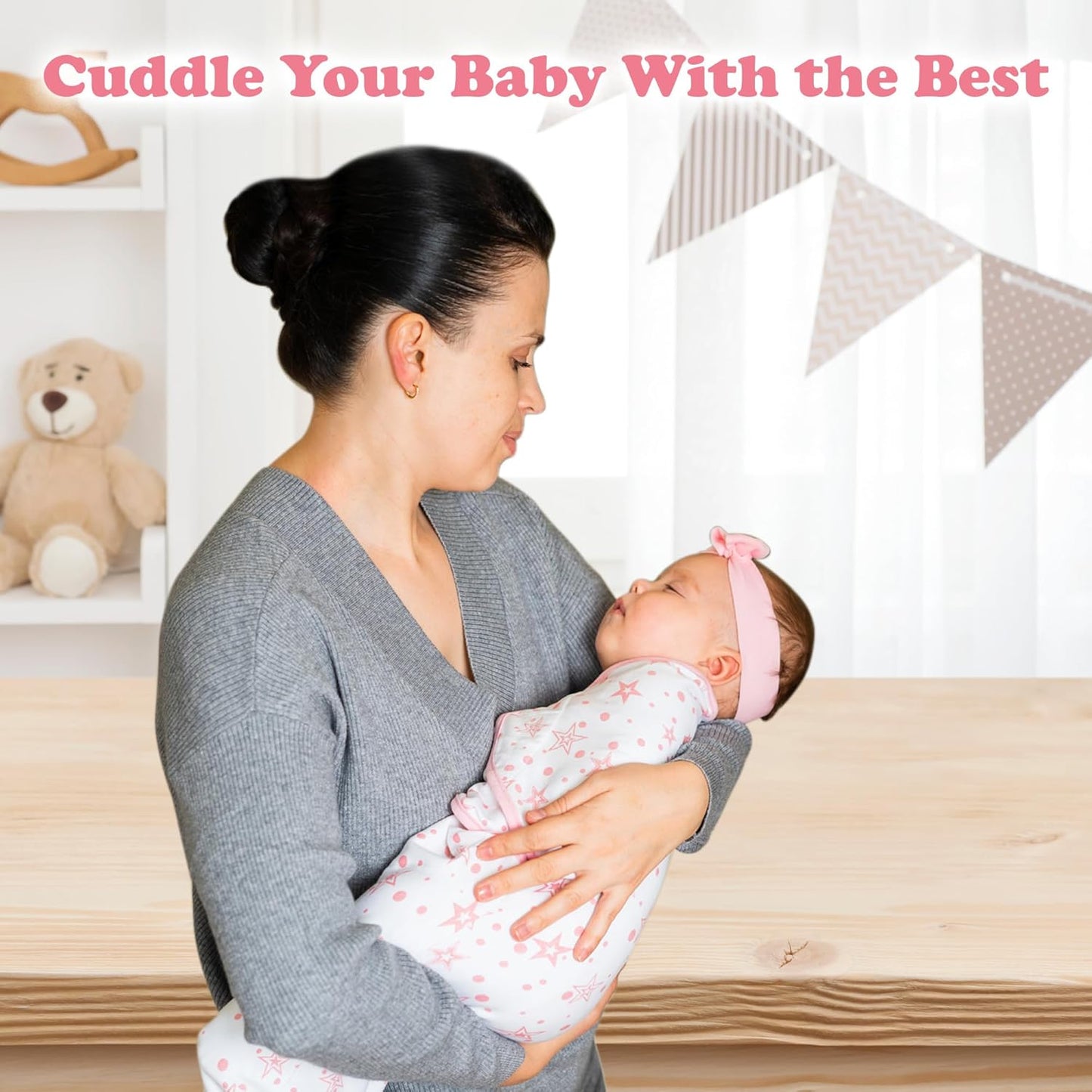 Swaddles for Newborns β 3-Pack Infant Swaddles 0-3 Months β Adjustable Swaddle Sleep Sack β Soft Organic Cotton Baby Wrap for Safe & Cozy Sleep (Rose Pink)