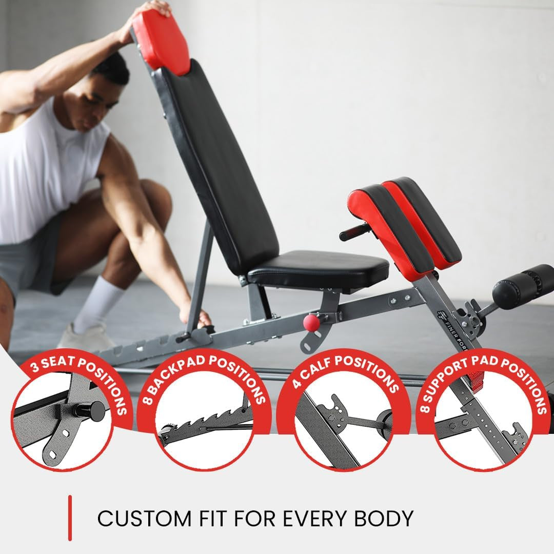 Multi-Functional FID Weight Bench for Full All-In-One Body Workout โ Hyper Back Extension, Roman Chair, Adjustable Ab Sit up Bench, Incline Decline Bench, Flat Bench