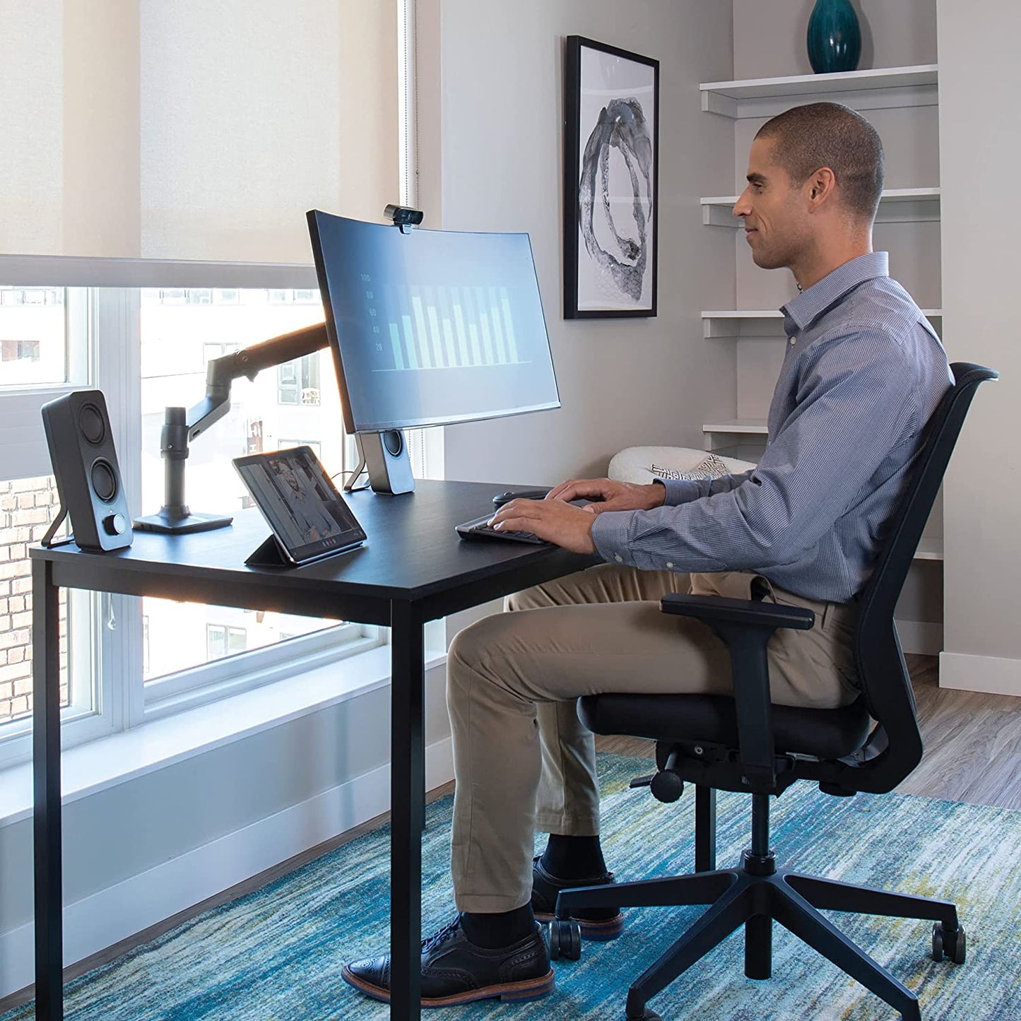 – LX Monitor Arm, Single Monitor Desk Mount – Fits Flat Curved Ultrawide Computer Monitors up to 34 Inches, 7 to 25 Lbs, VESA 75X75Mm or 100X100Mm – Matte Black
