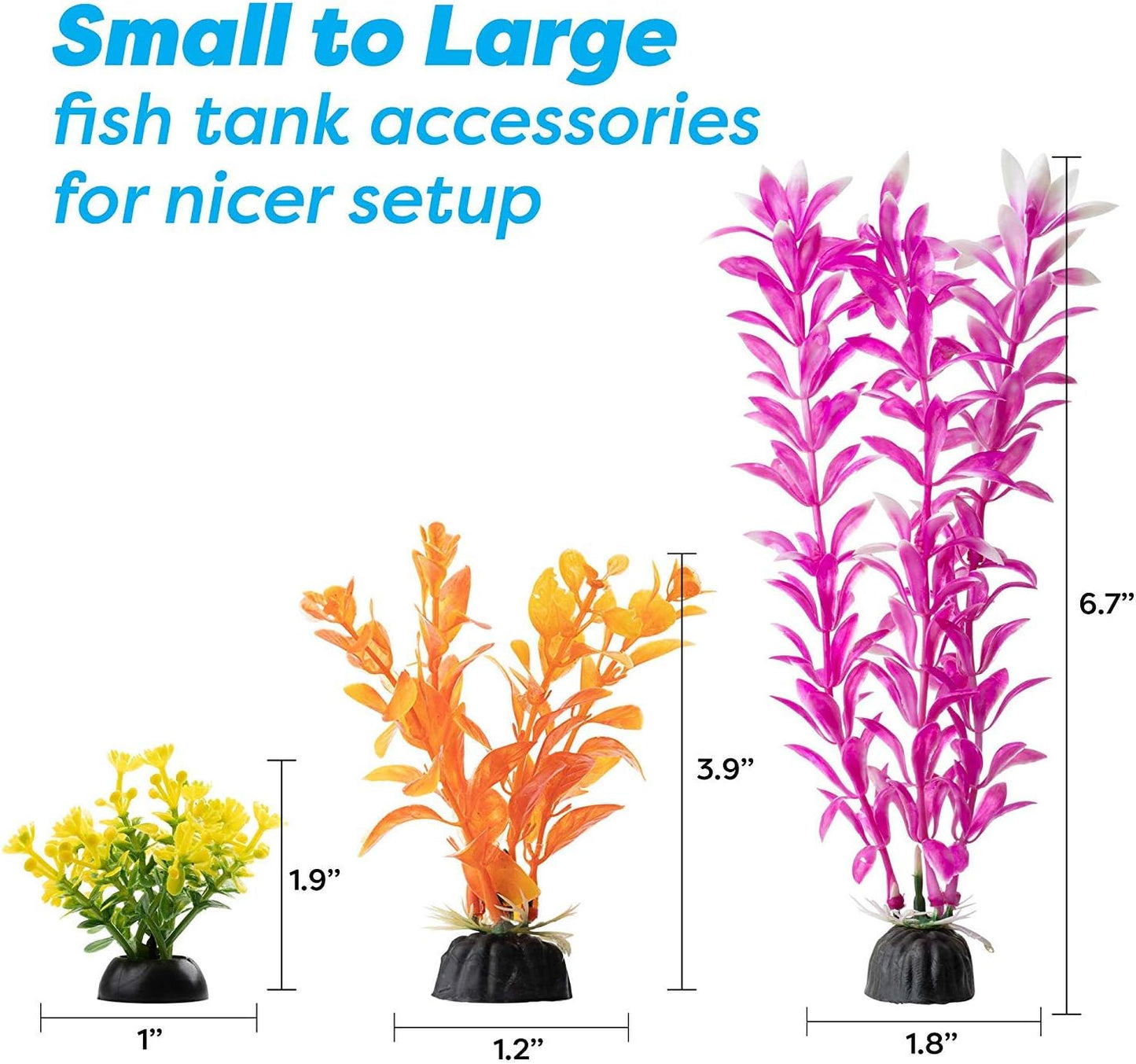 Aquarium Decorations 20 or 23 Pack Lifelike Plastic Decor Fish Tank Plants, Small to Large (20 Pack)