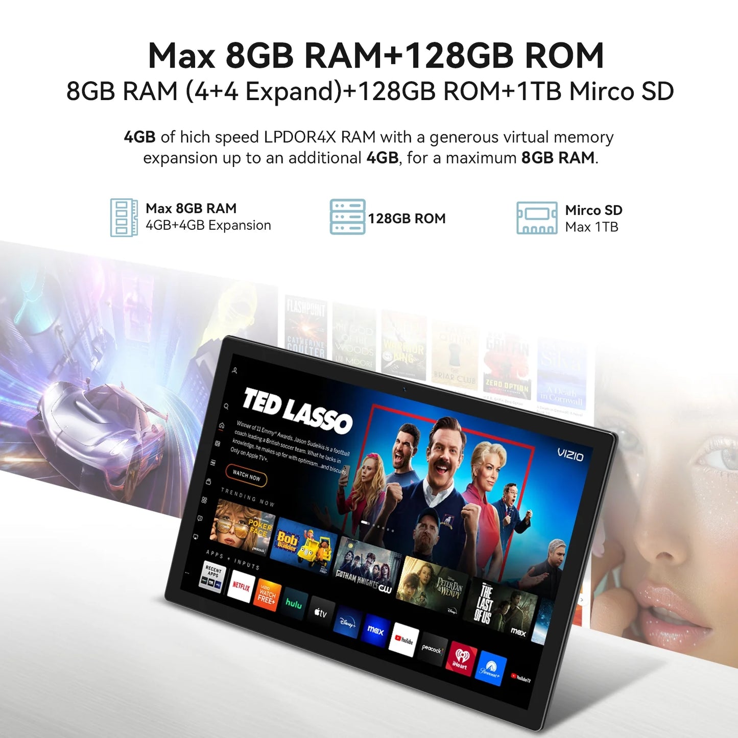 Android 14 Tablet,10 Inch Android Tablet,128Gb+8Gb+1Tb Expand,5G Wifi,Octa-Core,Unisoc T606 Cpu,7000Mah,Bluetooth 5.0,GPS,13MP+8MP Dual Camera,Face Unclock,Hd Display,Touchscreen,Tablet with Keyboard