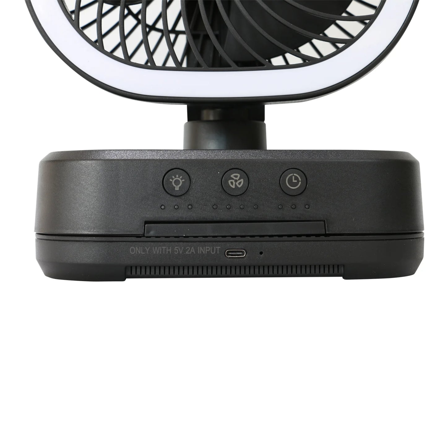 New Rechargeable Personal USB Fan with Wireless Charging Pad and Led Lighting Black