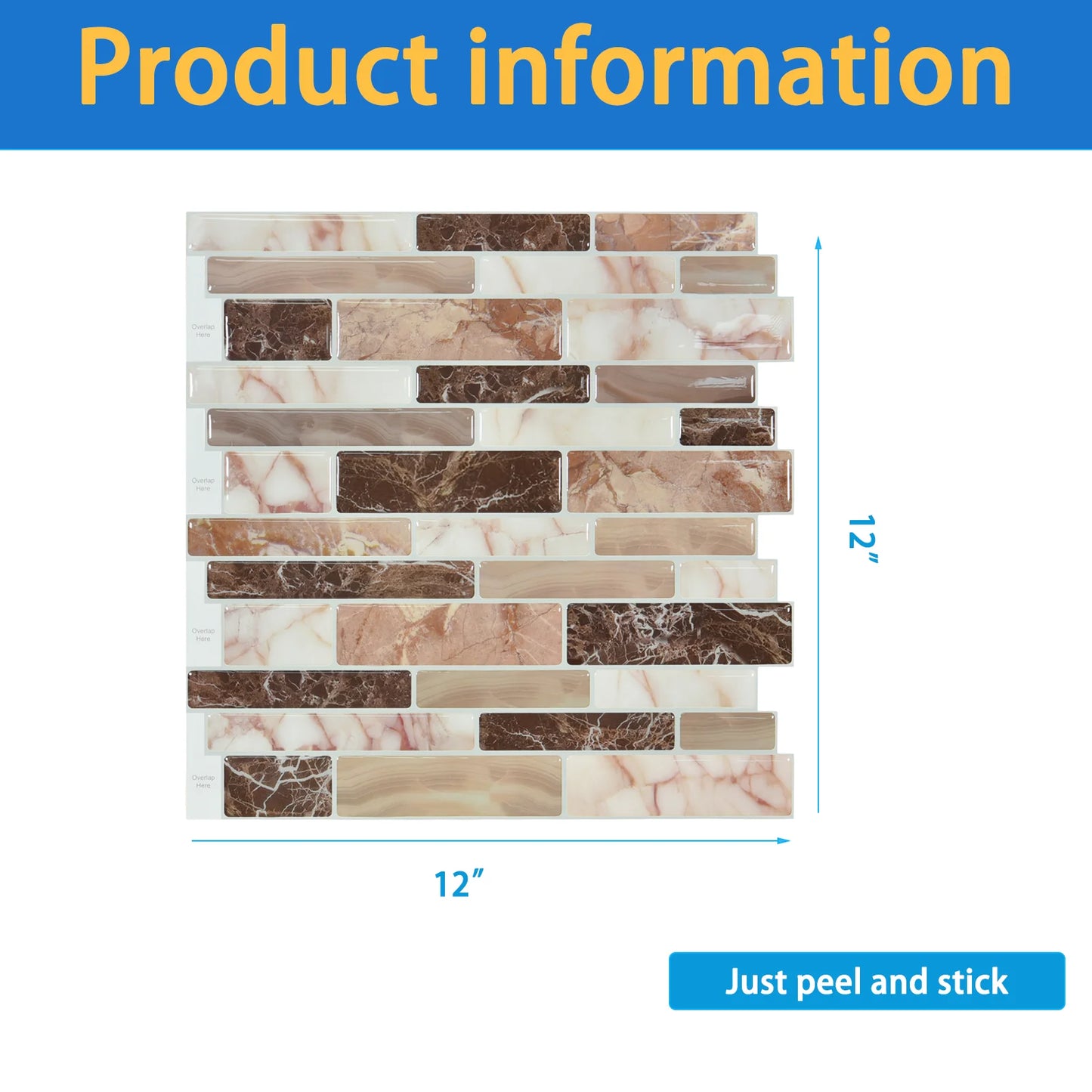 1 Sheet Peel and Stick Tile Backsplash for Kitchen in Marble Design