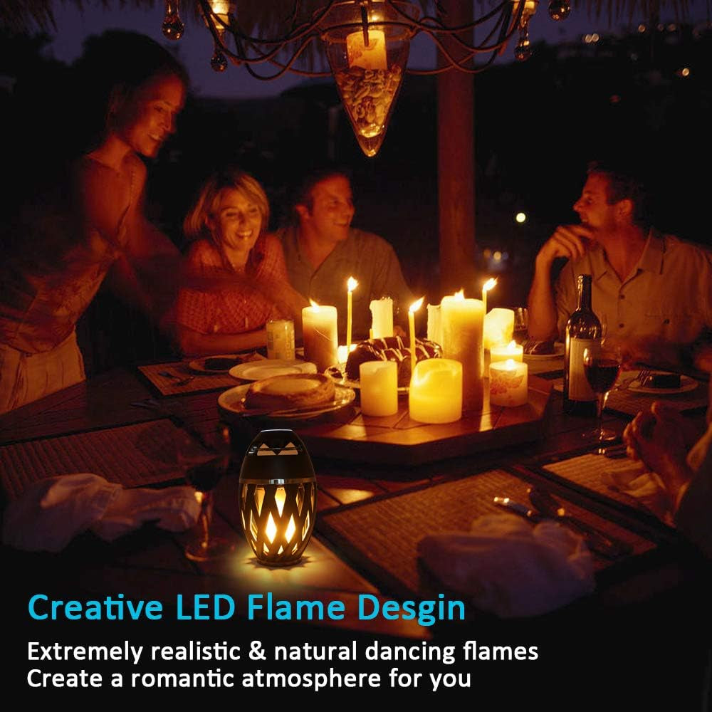 Led Flame Speakers, Flame Torch Atmosphere Speaker Bluetooth 4.2 Wireless Portable Outdoor HD Audio Waterproof Speaker
