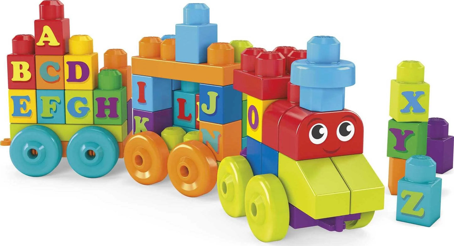 BLOKS First Builders ABC Learning Train with Big Building Blocks, Building Toys for Toddlers (60 Pieces)
