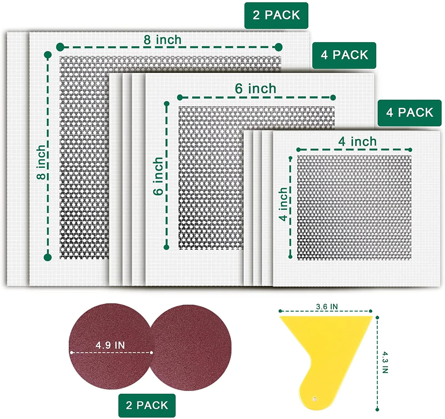 10 Pack Drywall Repair Patches Kit, 4/6/8Inch, Aluminum Self-Adhesive Mesh Gray
