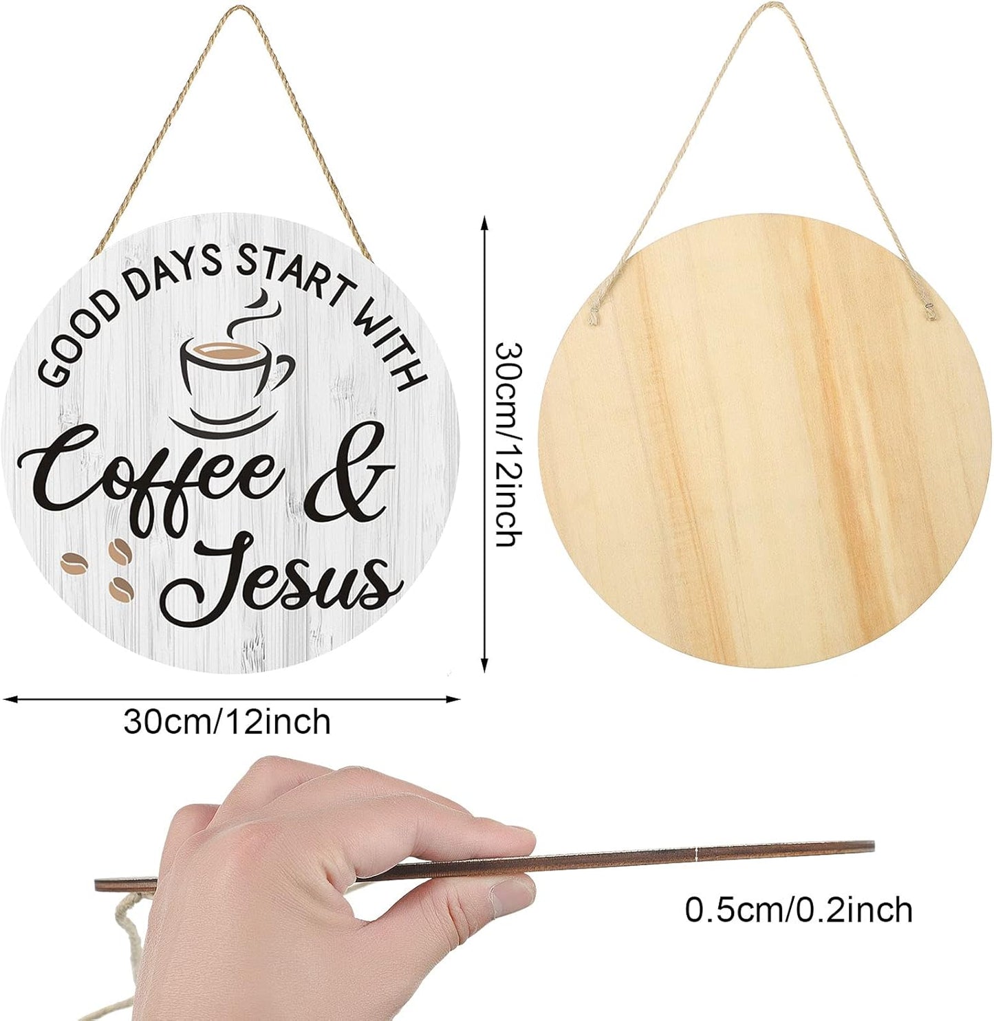 Coffee Bar Decor Cafe Accessories, Coffee and Jesus Signs for Cafe Decor, 12'' X 12'' (White Good Days Start with Jesus)