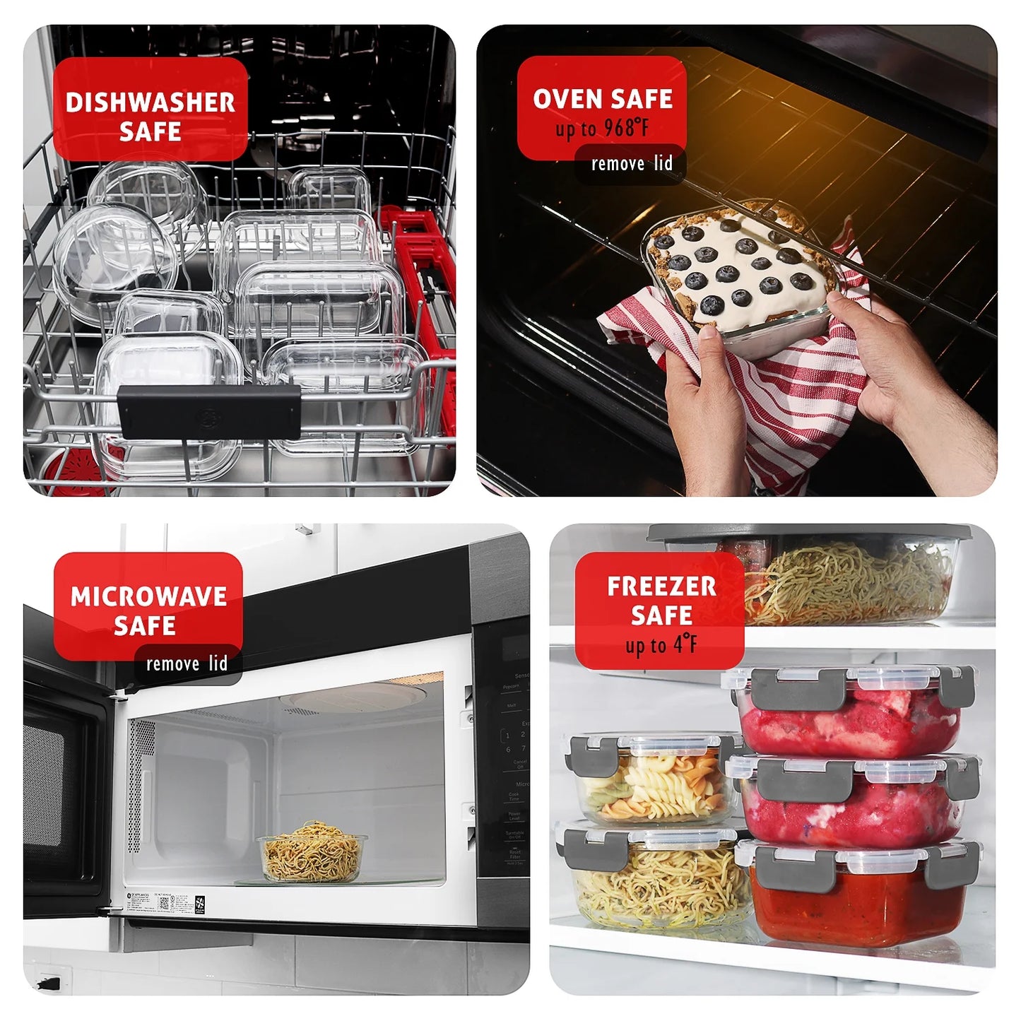 24Pc Glass Food Storage Containers with Lids, Airtight Glass Meal Prep Containers, Oven, Microwave & Freezer Safe Glass Storage Containers