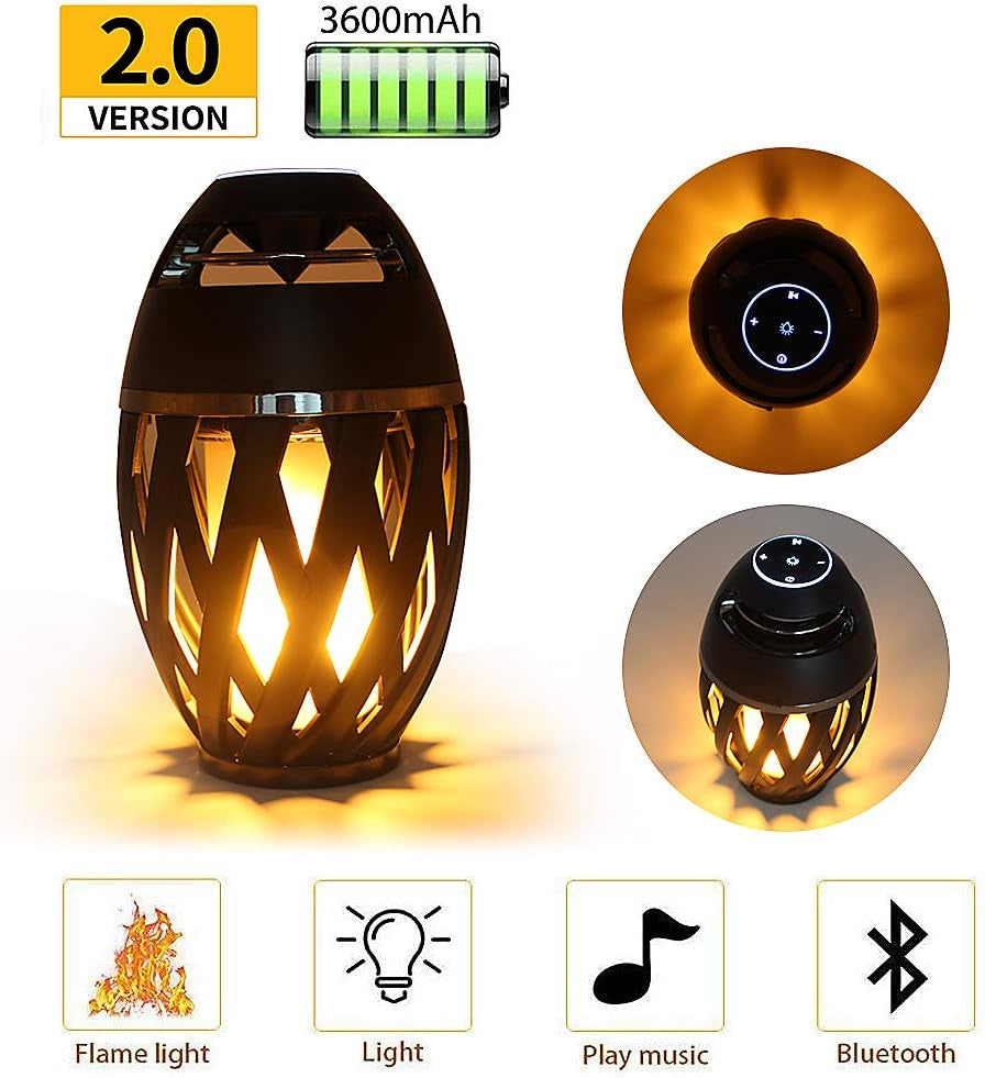 Led Flame Speakers, Flame Torch Atmosphere Speaker Bluetooth 4.2 Wireless Portable Outdoor HD Audio Waterproof Speaker