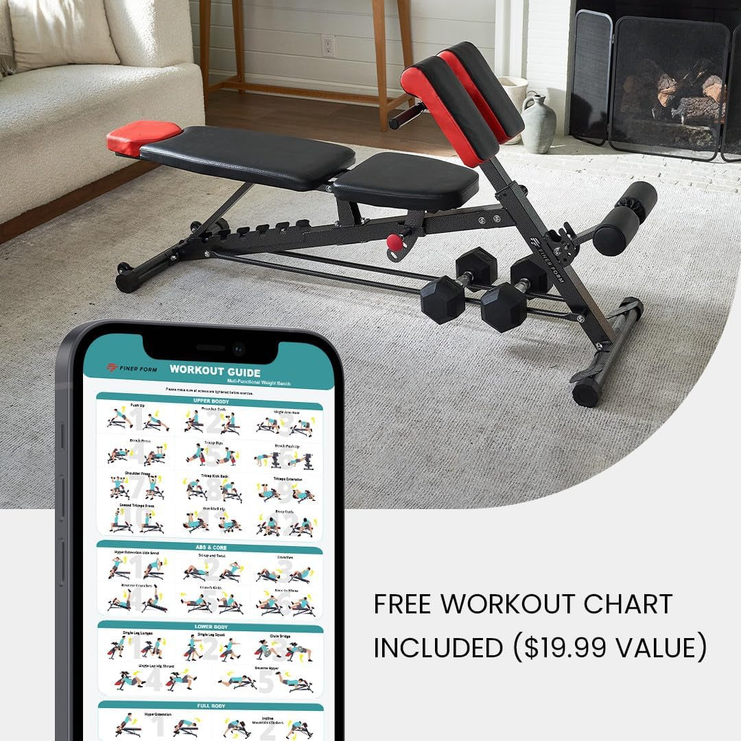 Multi-Functional FID Weight Bench for Full All-In-One Body Workout โ Hyper Back Extension, Roman Chair, Adjustable Ab Sit up Bench, Incline Decline Bench, Flat Bench