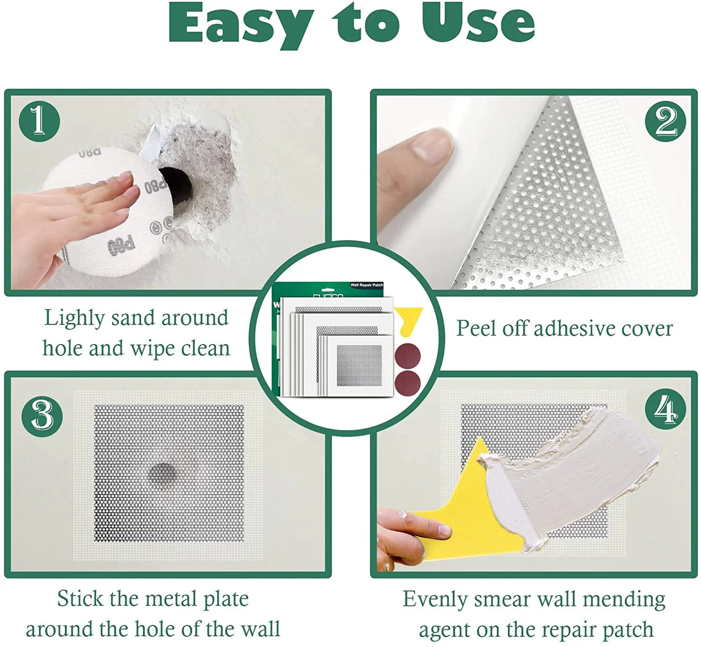 10 Pack Drywall Repair Patches Kit, 4/6/8Inch, Aluminum Self-Adhesive Mesh Gray