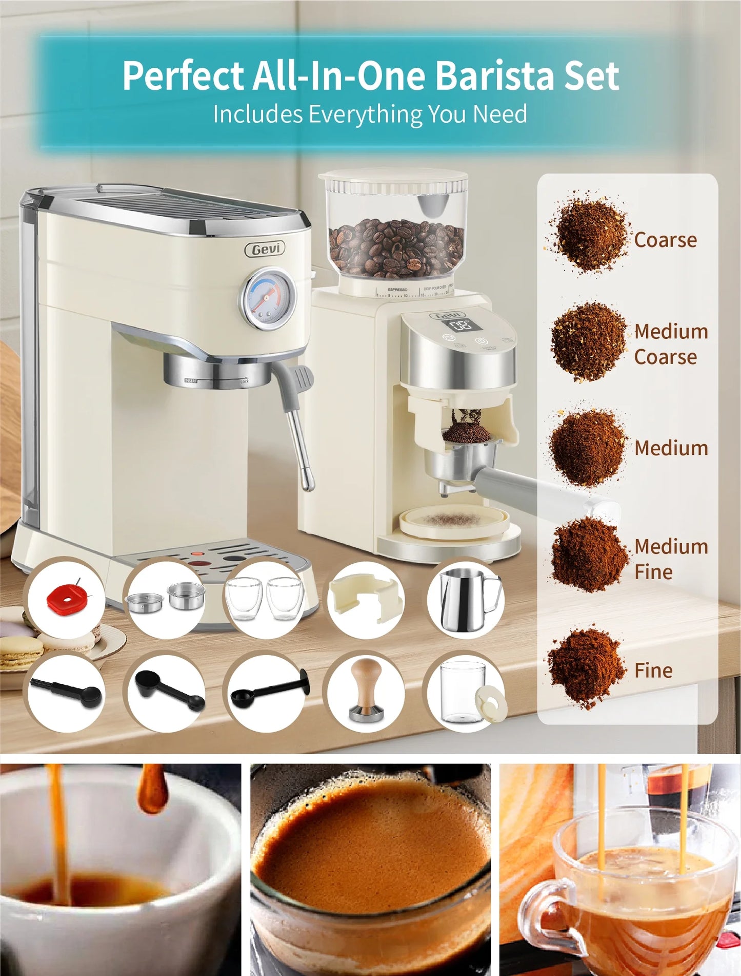 Espresso Machine 20 Bar with Grinder, Professional Espresso Maker with 35 Precise Grind Settings Burr Coffee Grinders Combos, Super-Automatic Espresso Machines, Gift for Coffee Lover