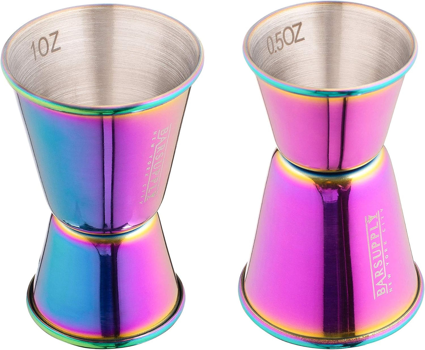 Professional Boston Cocktail Shaker Set | 4-Piece Bar Set | Stainless Steel 304 | 28Oz/18Oz Weighted Shaker Tins | Hawthorne Strainer | Double Sided Jigger | Recipe Booklet | Bartender Kit