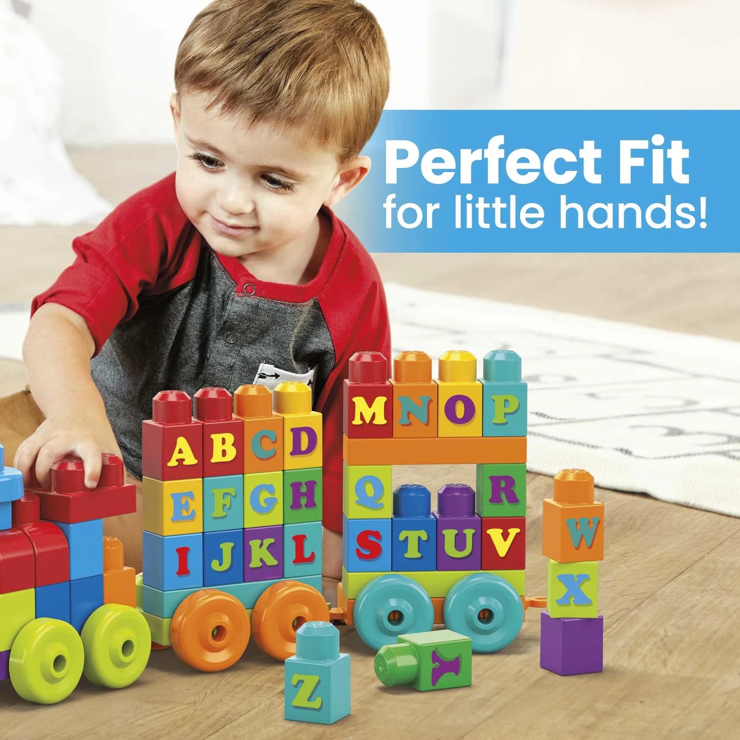 BLOKS First Builders ABC Learning Train with Big Building Blocks, Building Toys for Toddlers (60 Pieces)