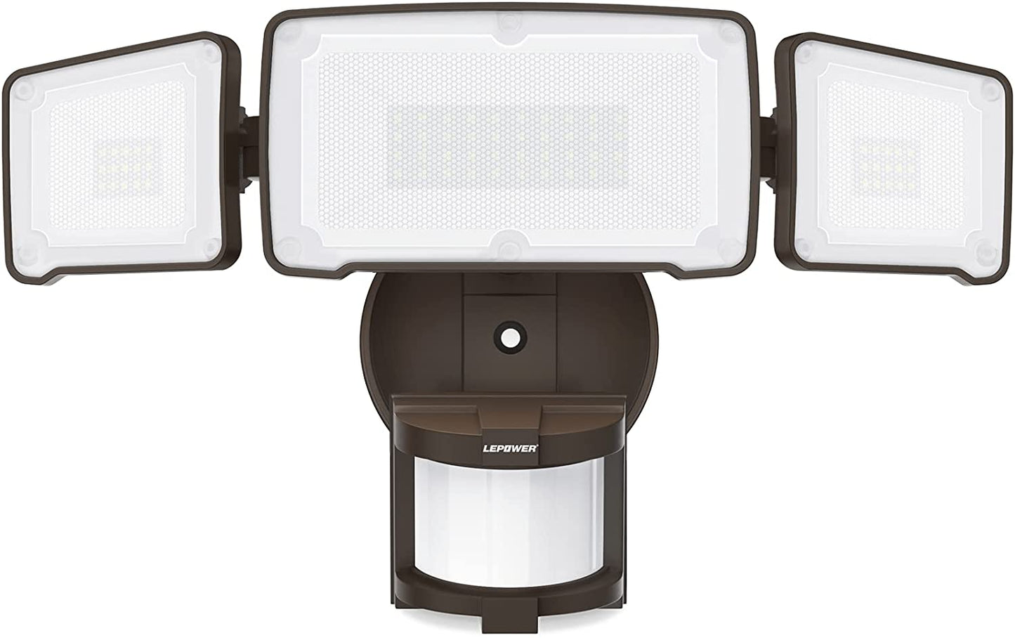 LED Security Light Motion Sensor Light Outdoor, 38W 4200LM Motion Security Light, 5500K, IP65 Waterproof, 3 Head Motion Detected Flood Light for Garage, Yard, Porch (Not Solar Powered, Brown)