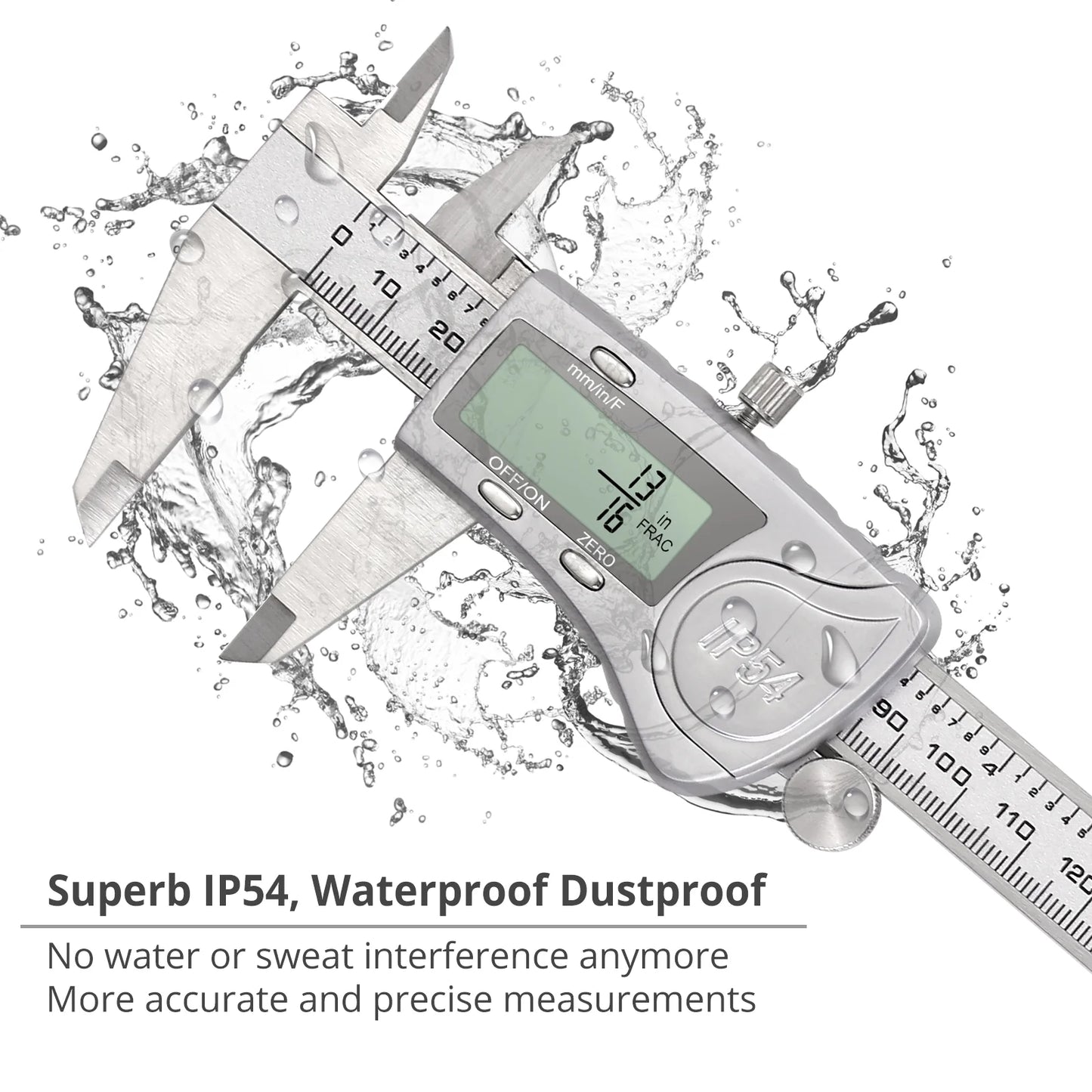 Digital Caliper 6 Inch Electronic Caliper Stainless Steel Measuring Tool Precision Vernier Caliper with Large LCD Screen, Metric/Inch/Fraction Conversion